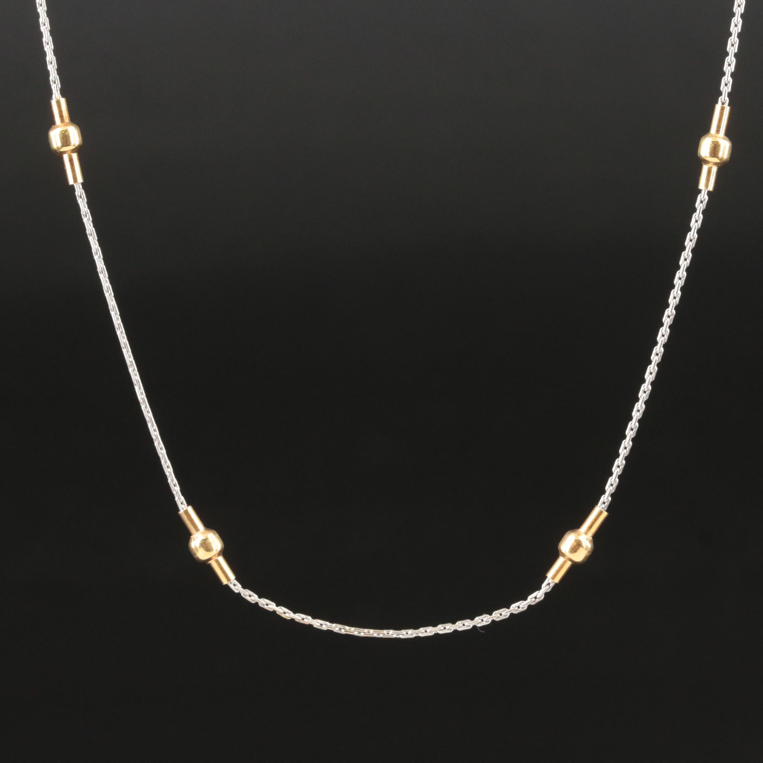 Italian 18K Two-Tone Station Necklace