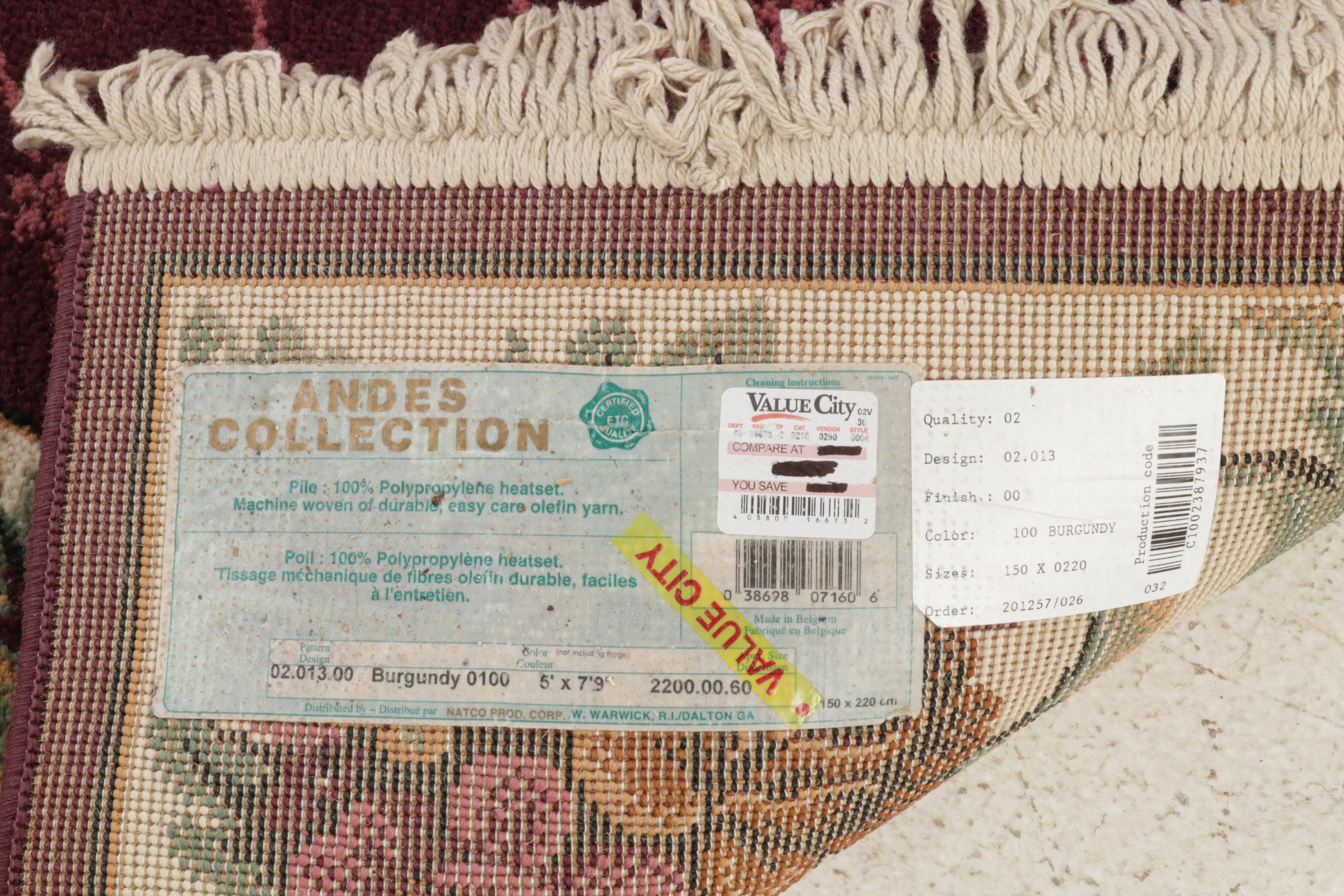 5' x 7'7 Machine Made Andes Collection Area Rug