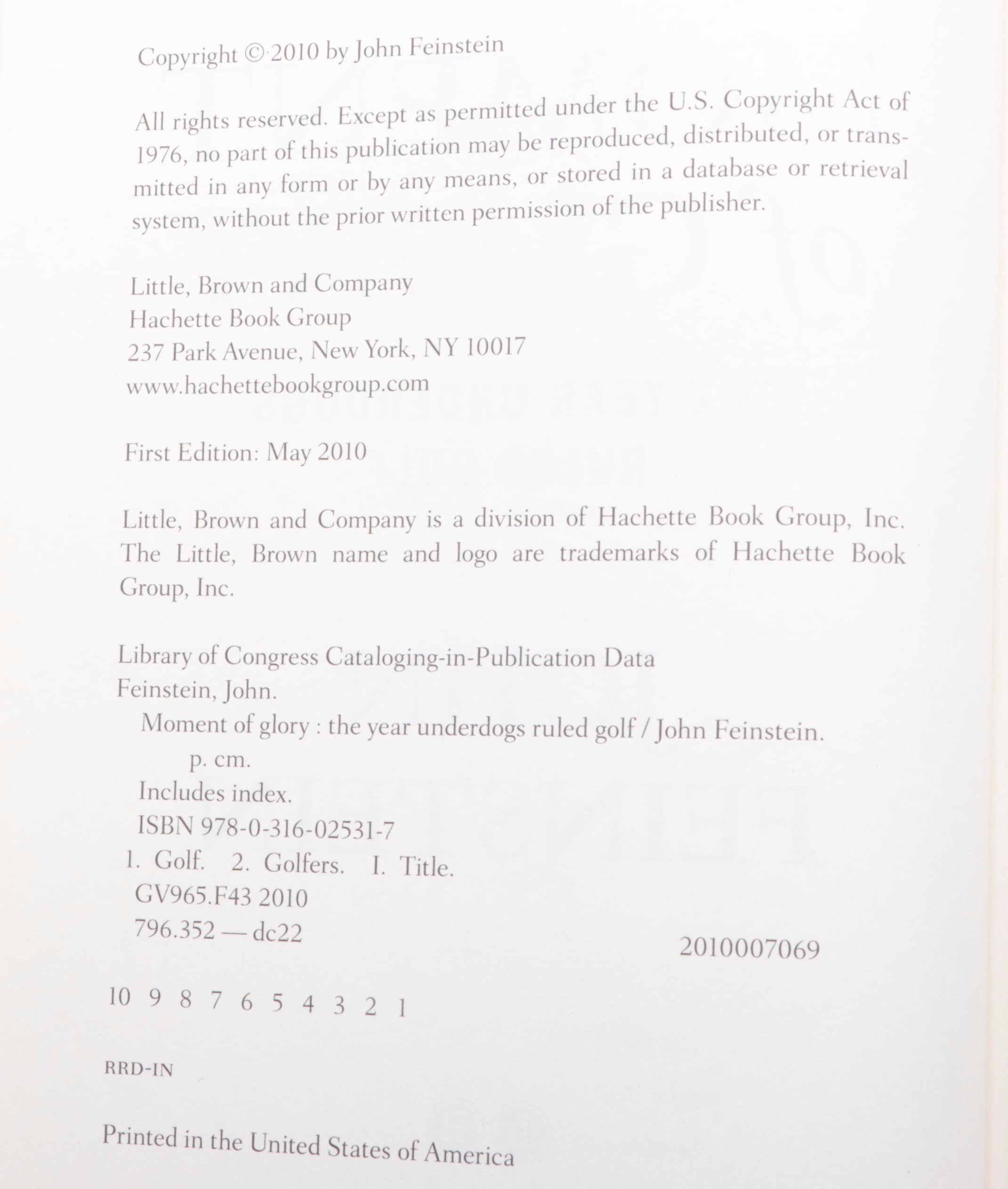 First Edition "Moment of Glory" by John Feinstein and More Nonfiction Books