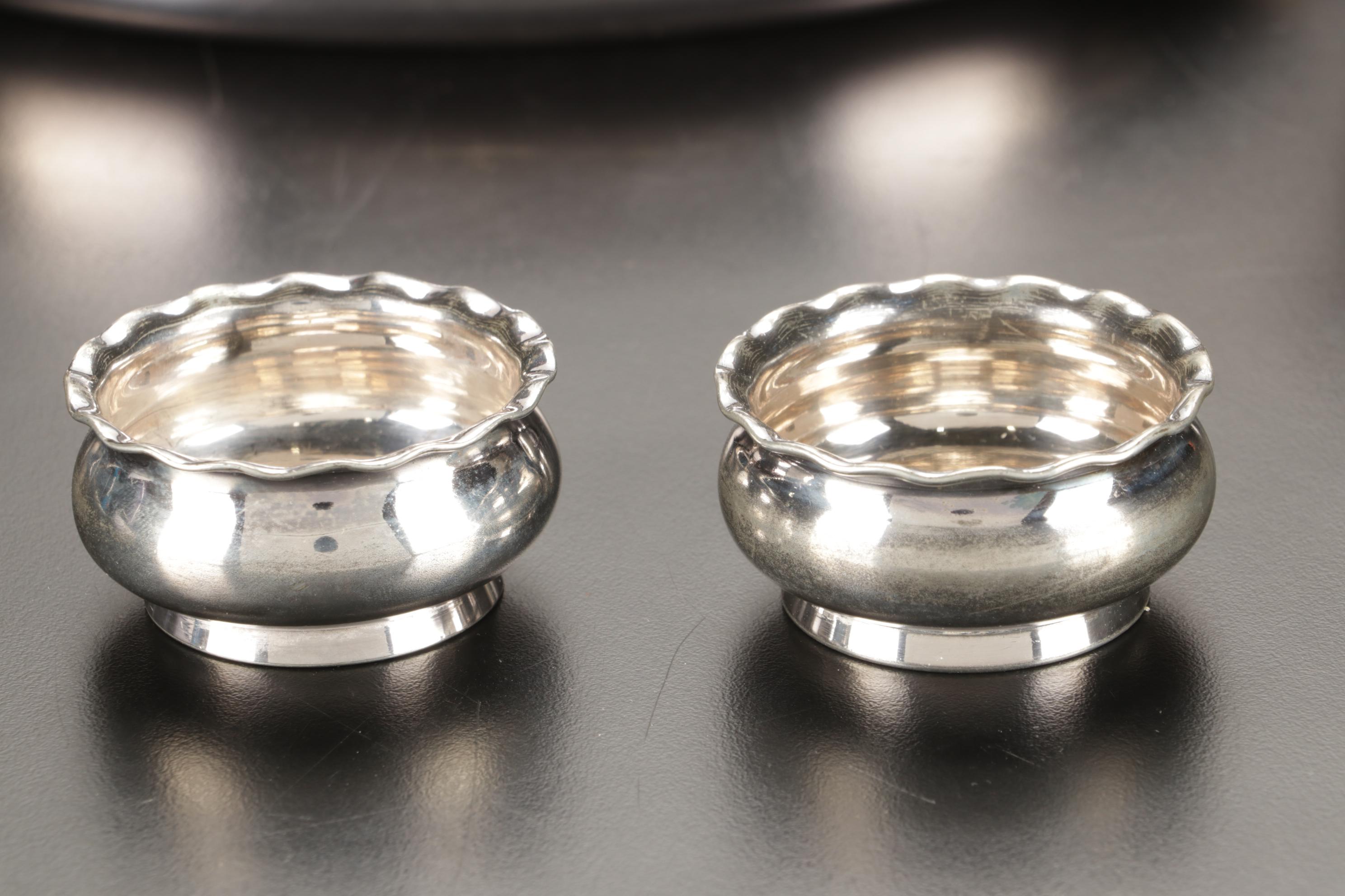 Silver Plate Biscuit Box, Scuttle Salt Cellar, Silent Butlers, and More