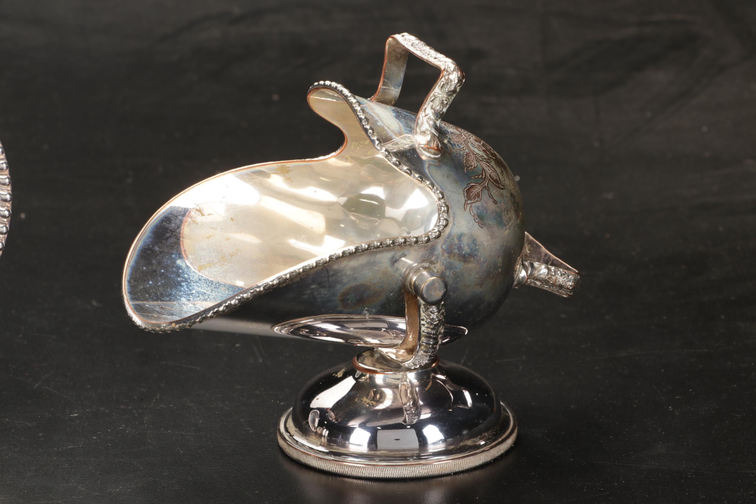 Silver Plate Biscuit Box, Scuttle Salt Cellar, Silent Butlers, and More