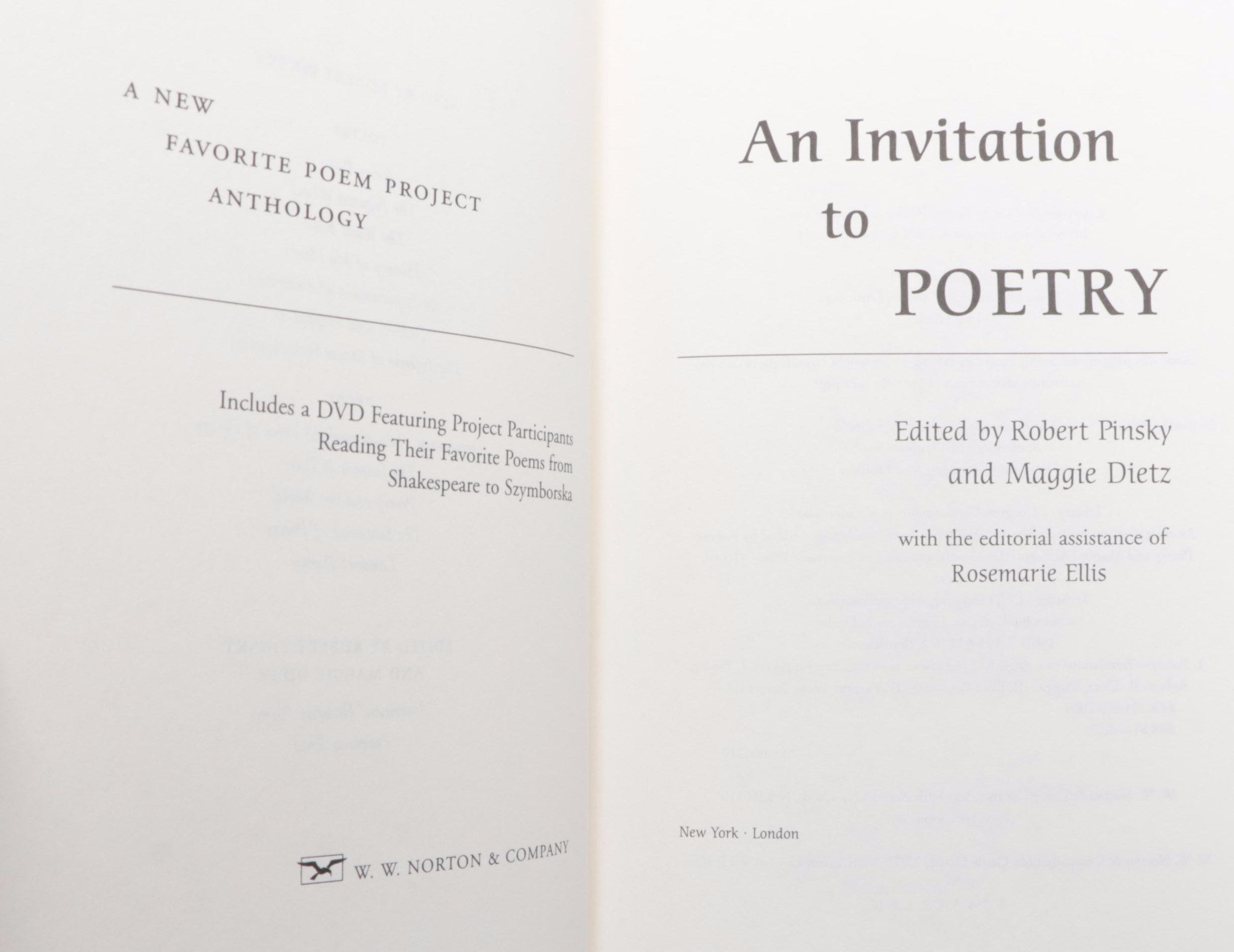 First Edition "An Invitation to Poetry" by Robert Pinsky and More Books