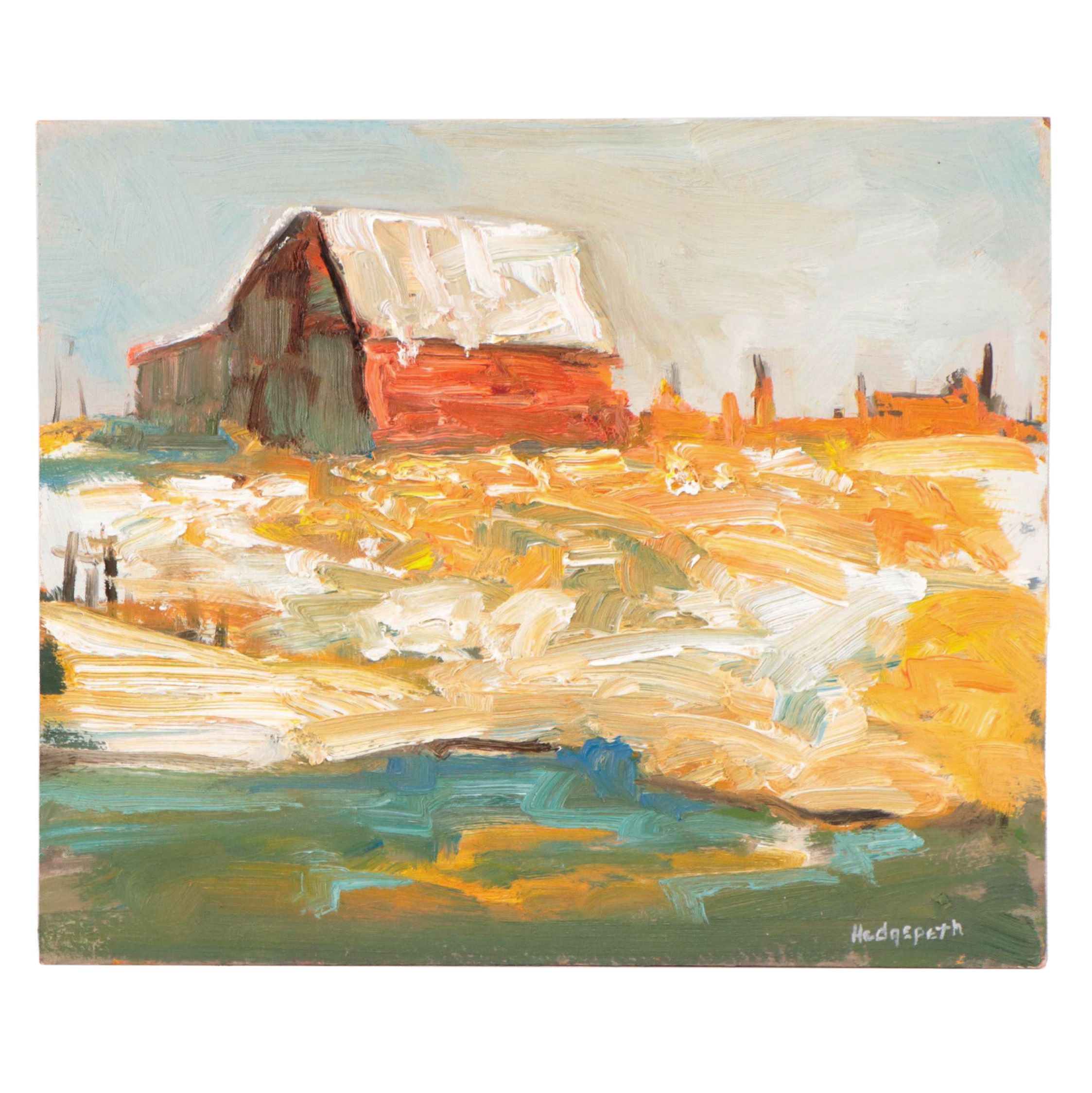 Stephen Hedgepeth Oil Painting of Barn, 21st Century