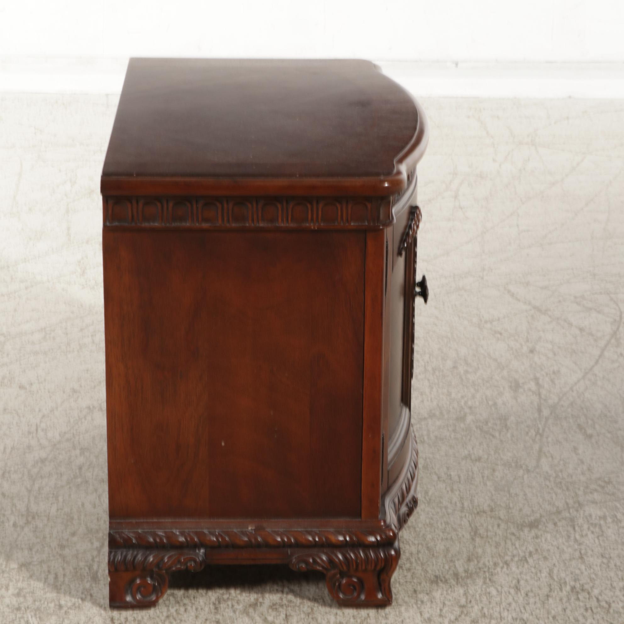 Baroque Style Mahogany Finish Two-Door Nighstand