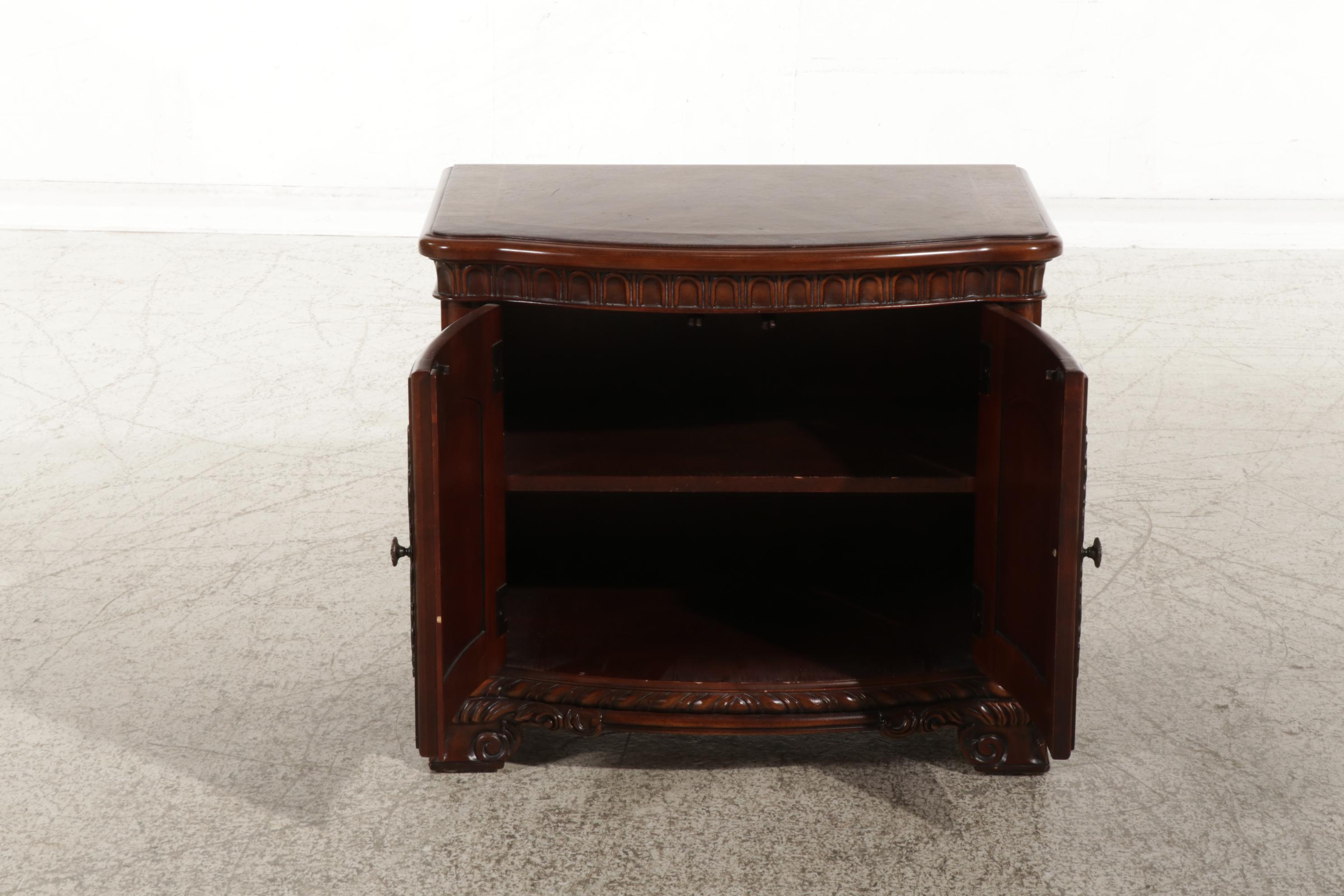 Baroque Style Mahogany Finish Two-Door Nighstand