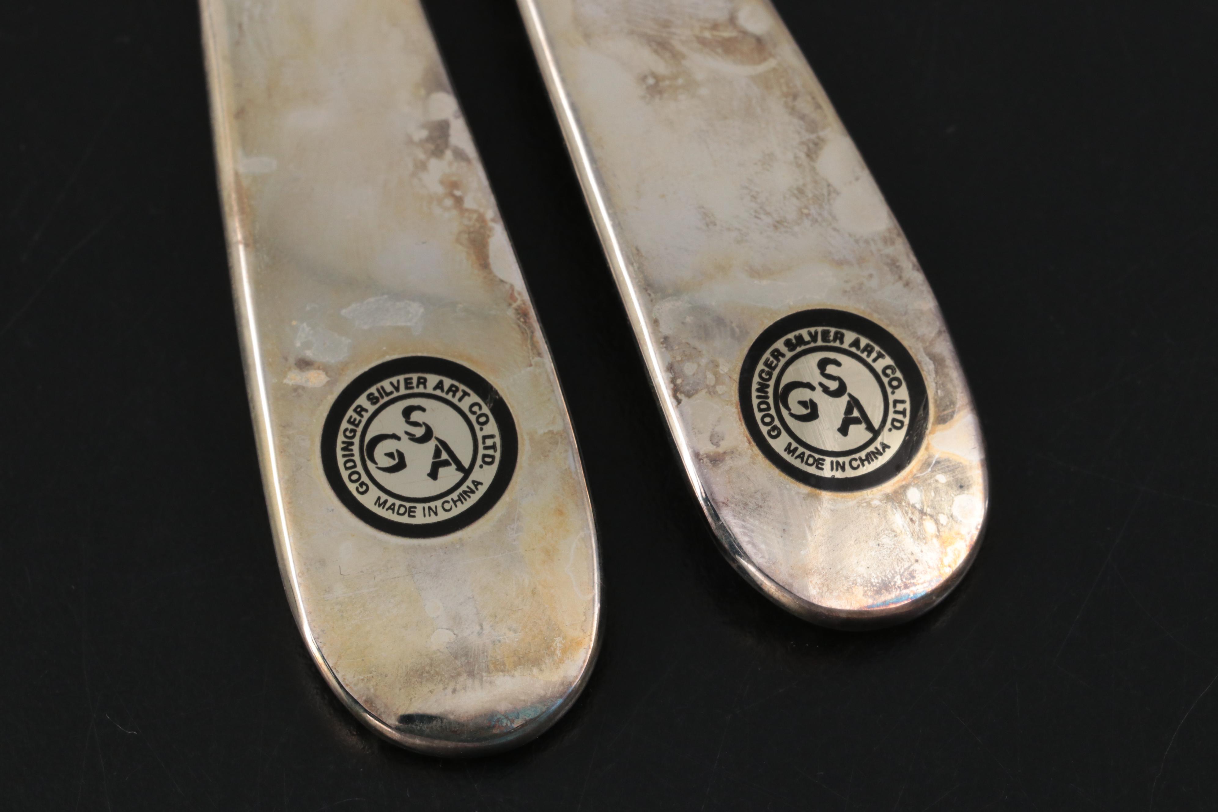 English Sterling Silver Berry Spoons, 1782 with Godinger Silver Plate Spoons