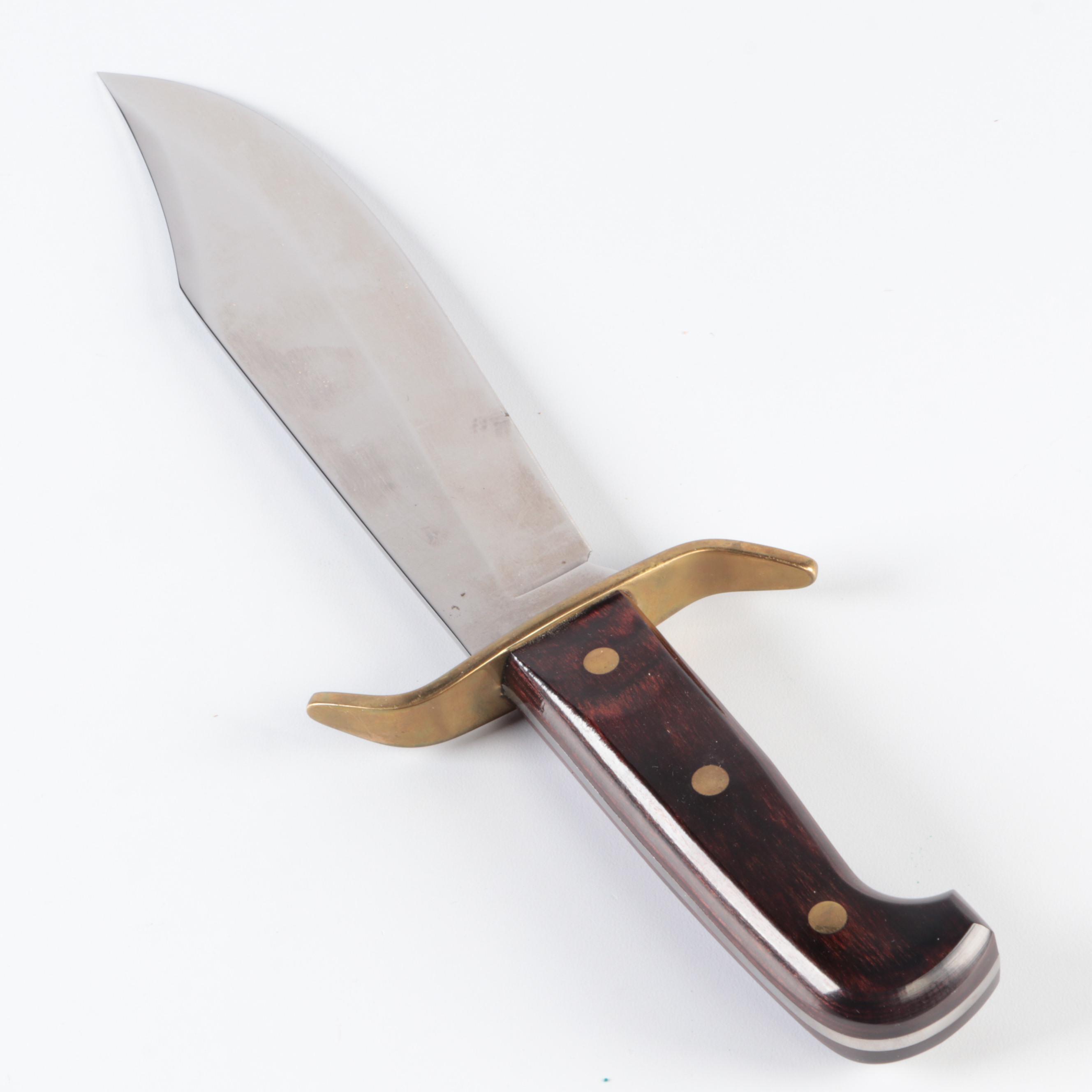 Western Bowie Knife with Leather Sheath