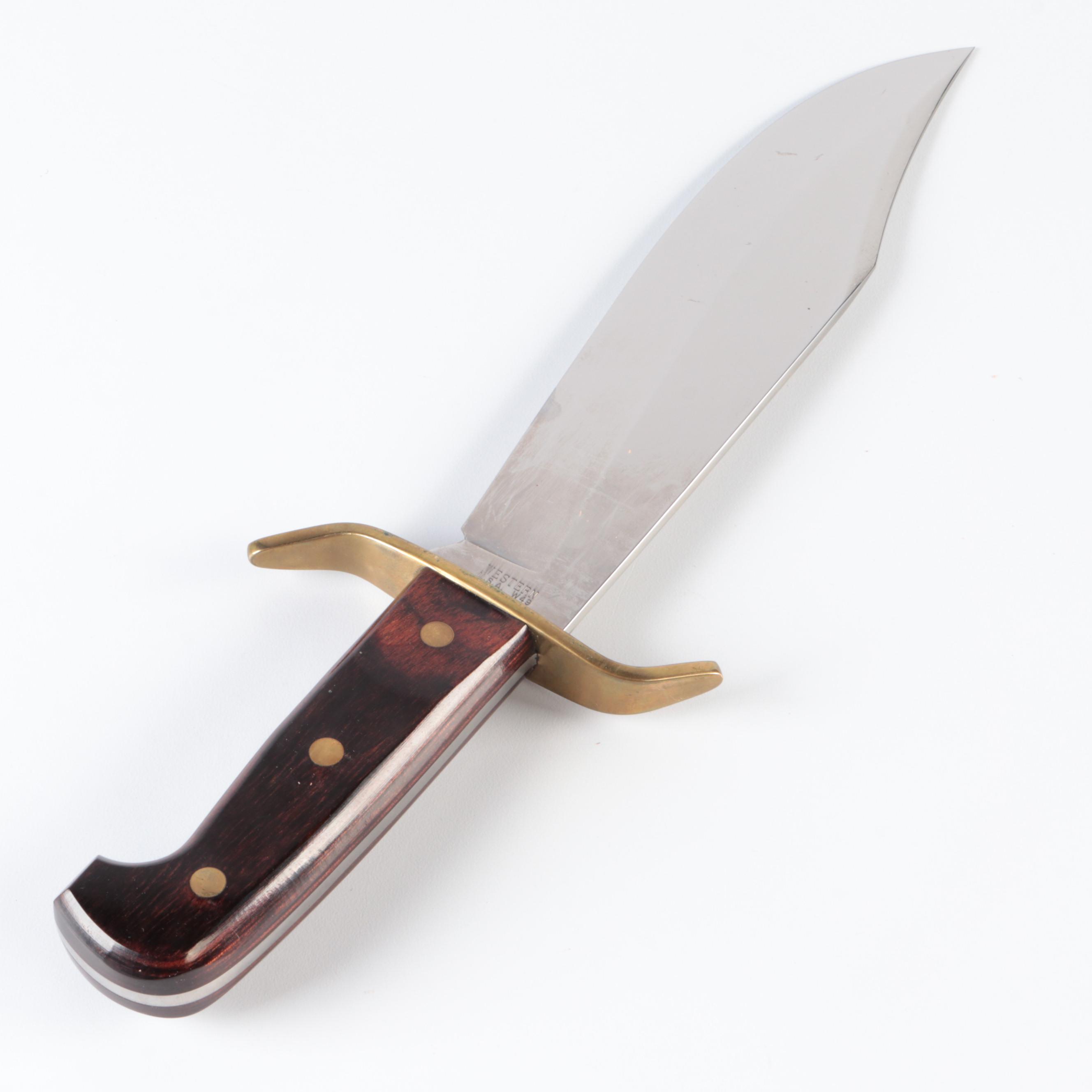 Western Bowie Knife with Leather Sheath