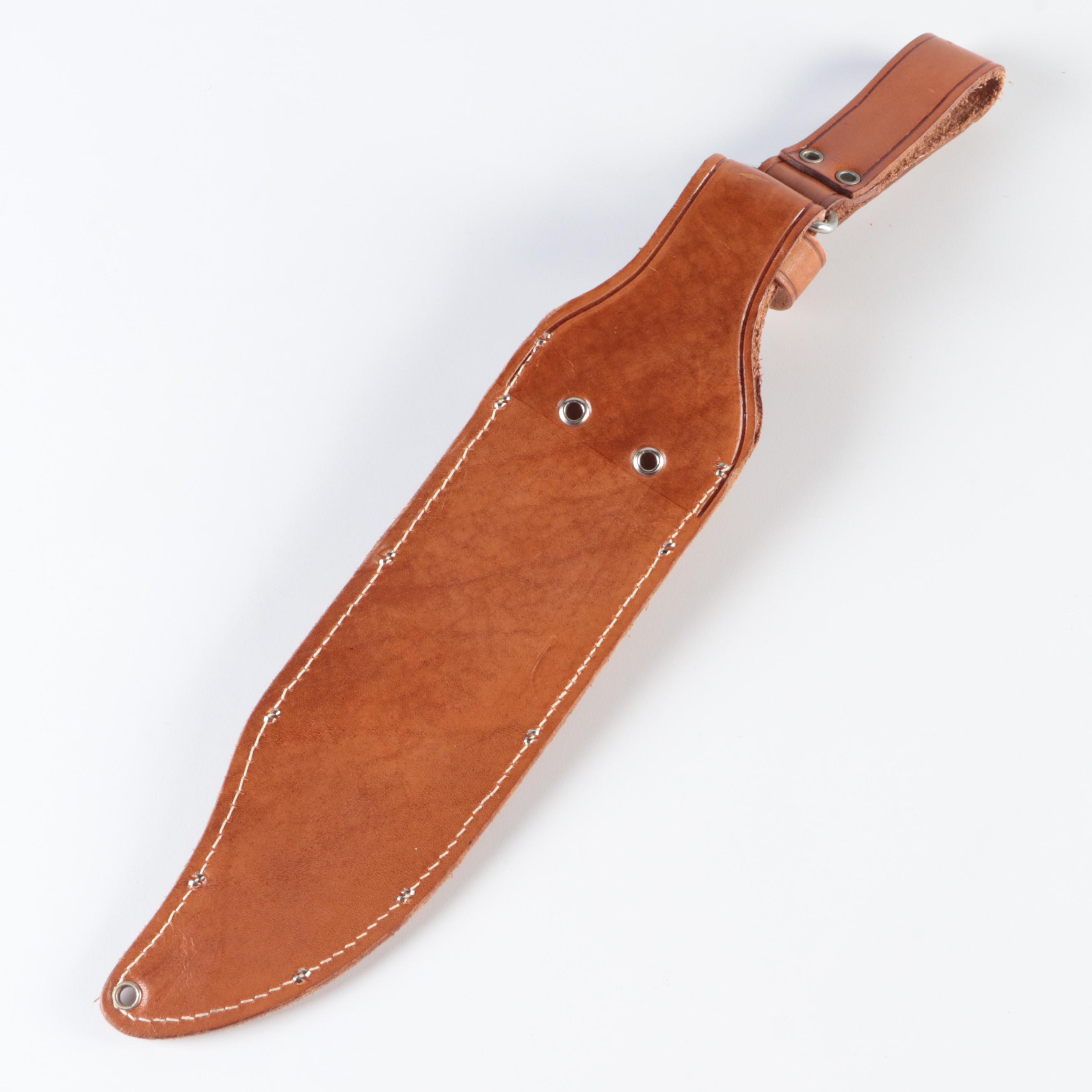 Western Bowie Knife with Leather Sheath