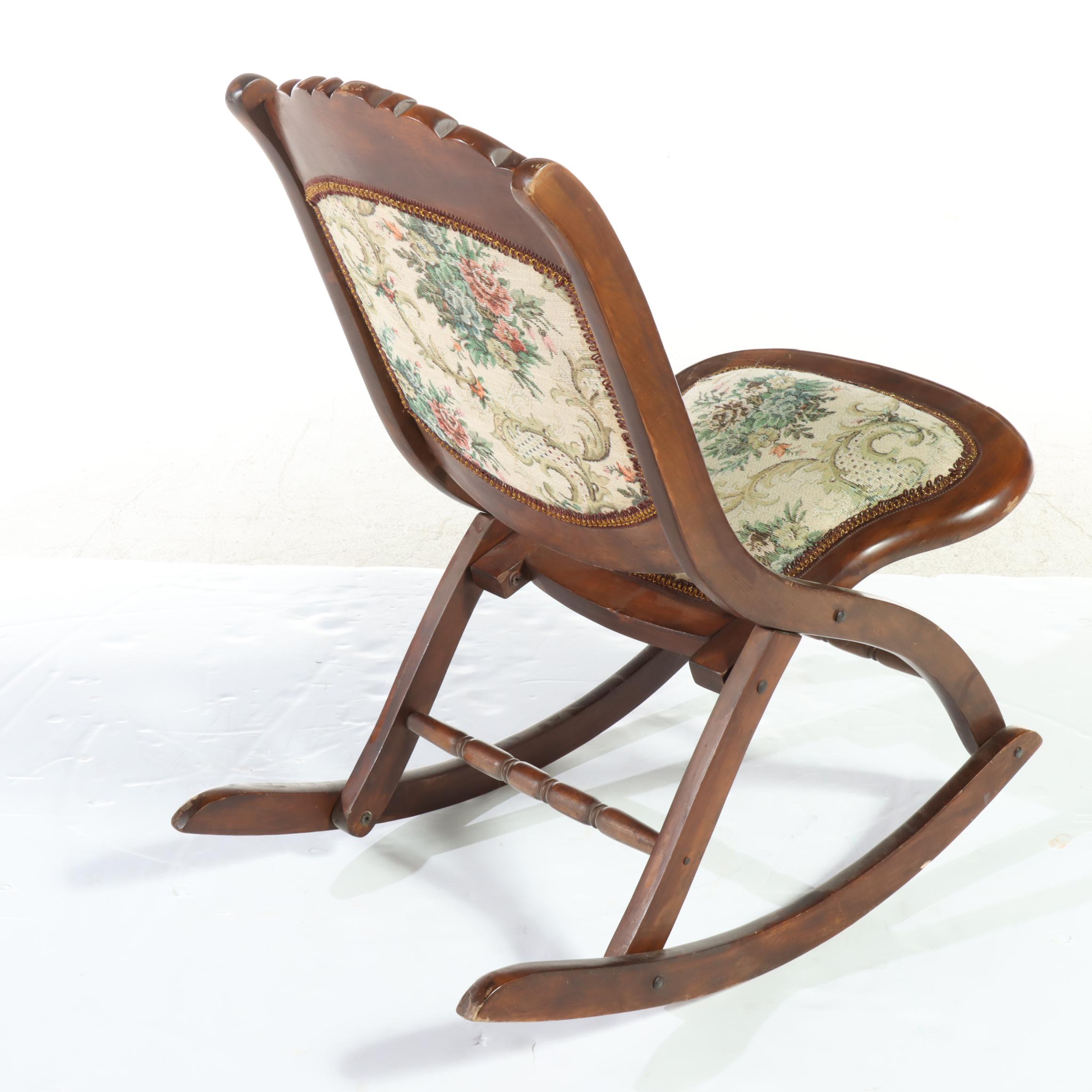 Victorian Oak Rocker Plus Folding Example, Late 19th Century and Later