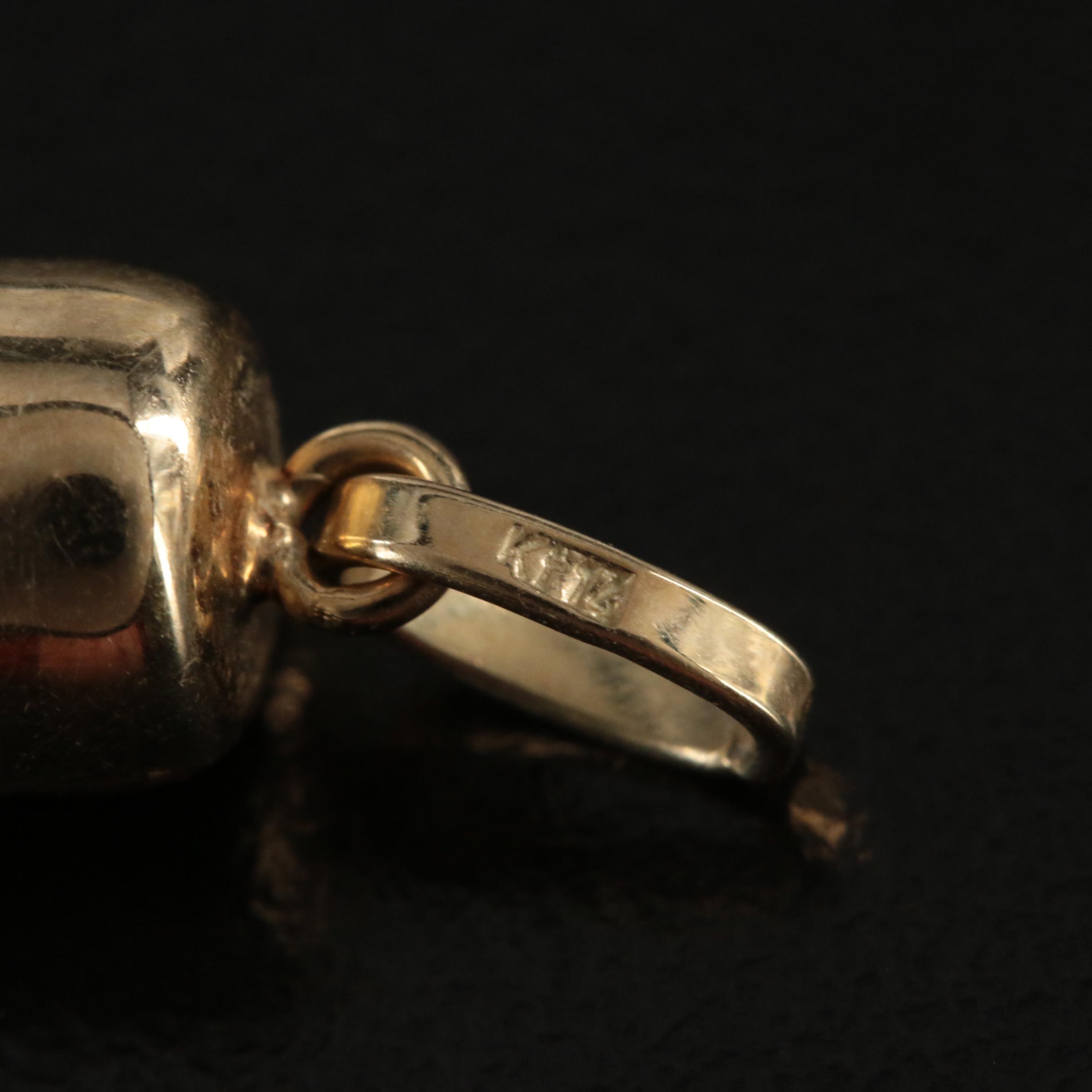 14K Bottle Pendant with Gold Flakes