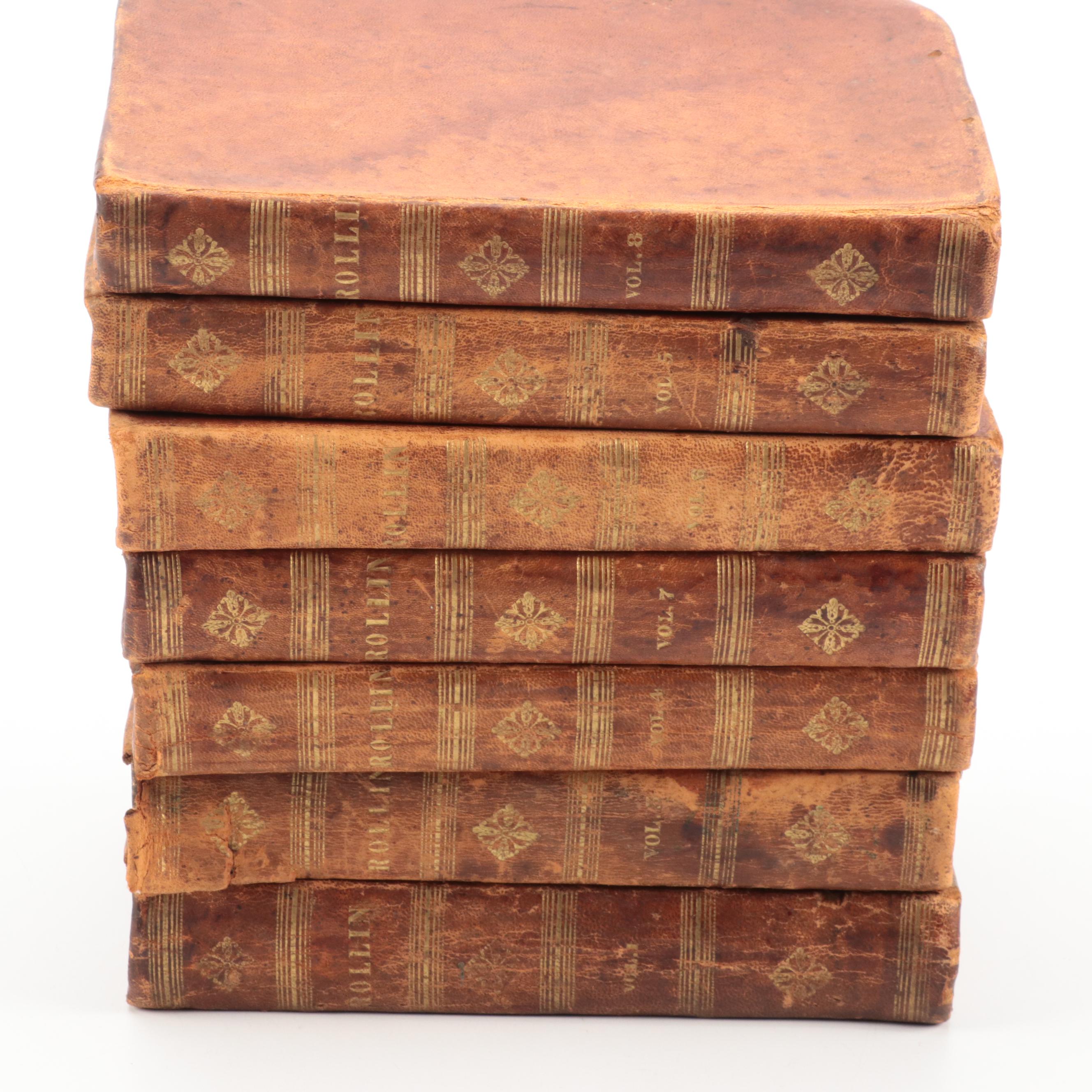 "The Ancient History" Eight-Volume Set by Charles Rollin, Early/Mid-19th Century