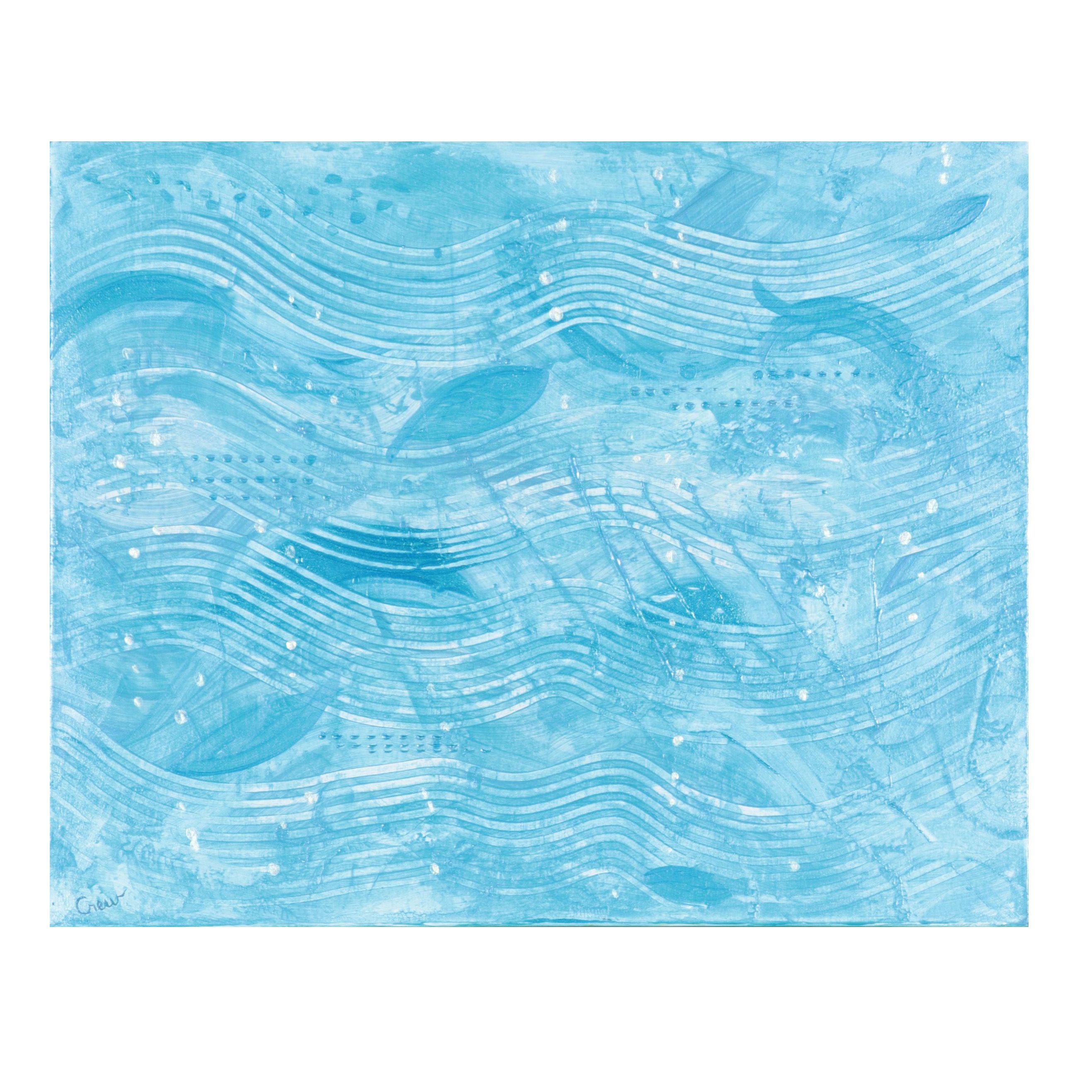 Susan Crew Acrylic Painting "Swimming with Dolphins 2", 21st Century