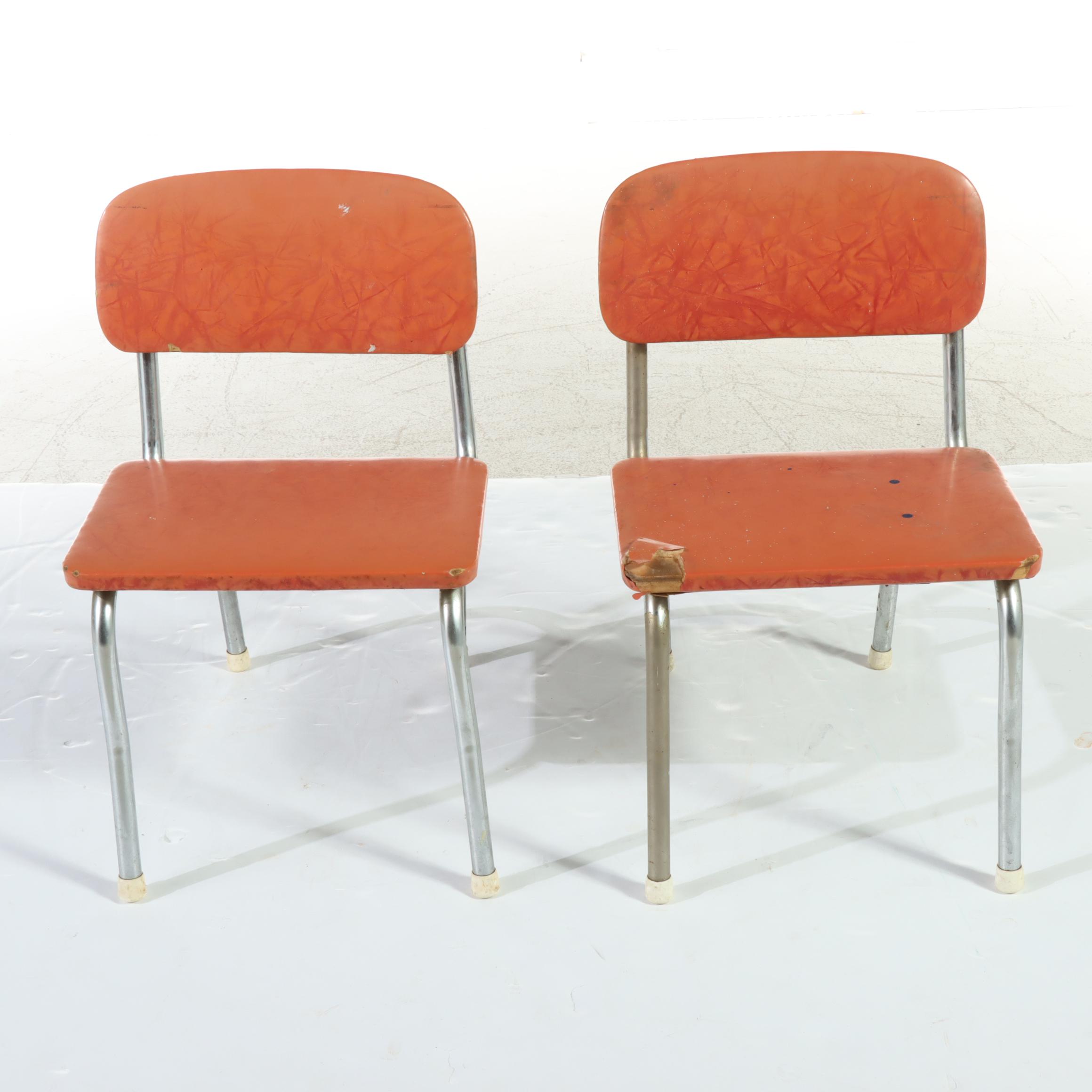 Three-Piece Mid Century Modern Chrome Child's Dining Set, Incl. Storkline