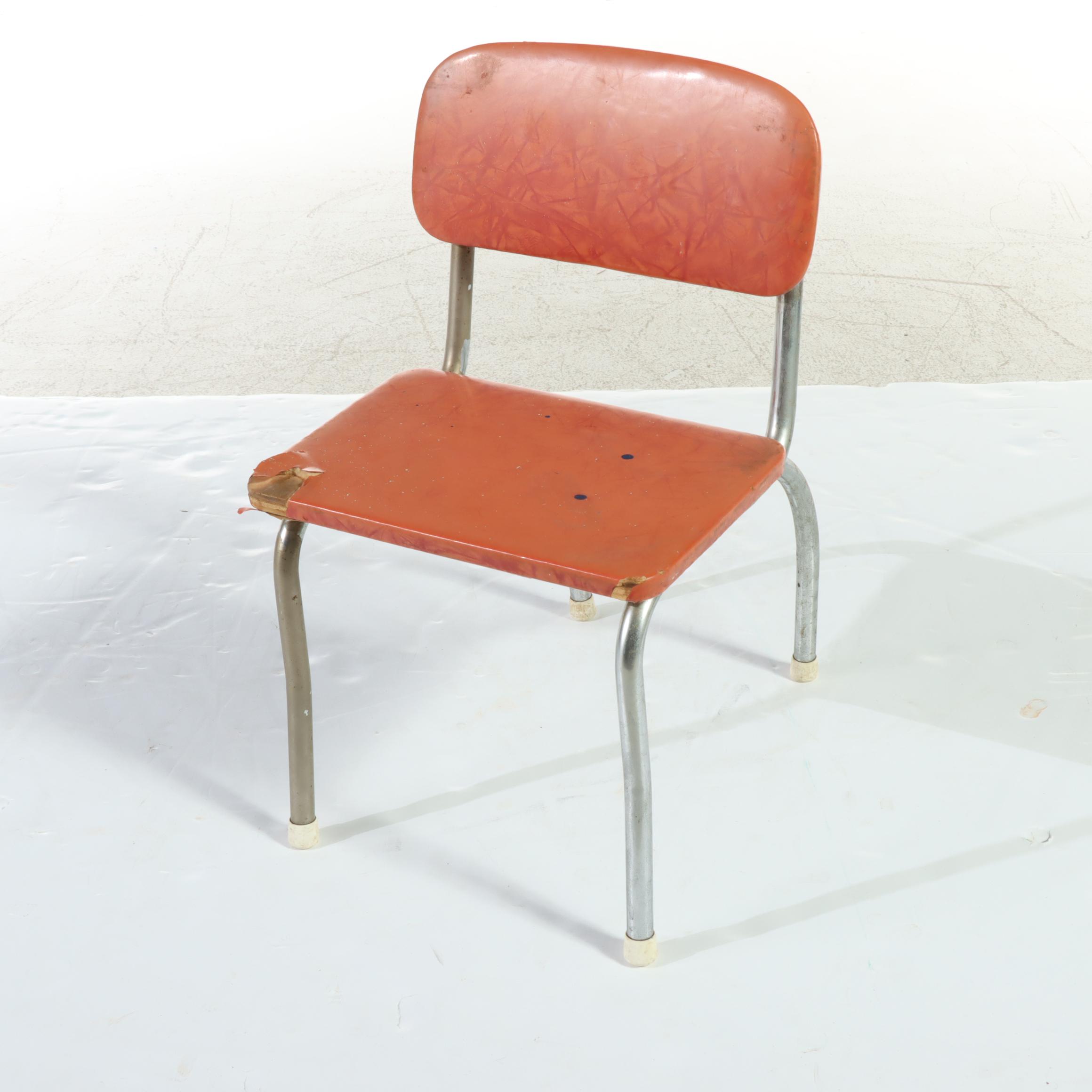 Three-Piece Mid Century Modern Chrome Child's Dining Set, Incl. Storkline