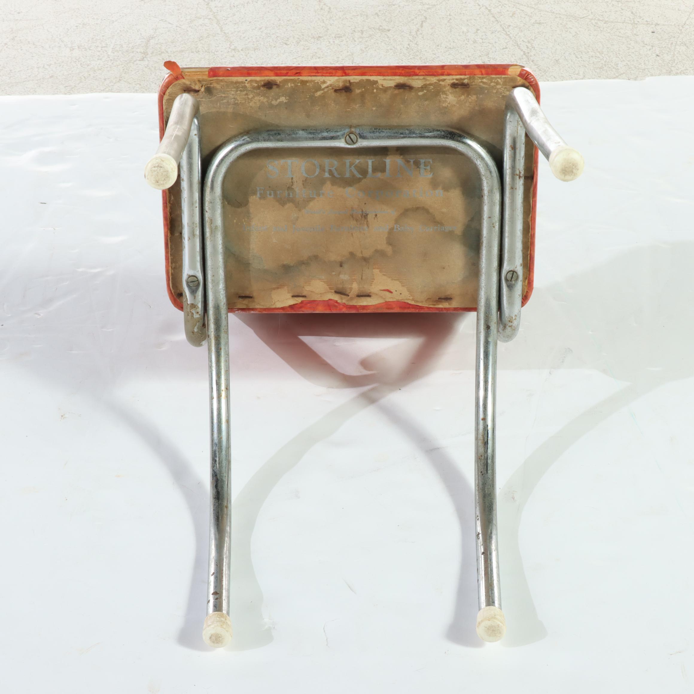 Three-Piece Mid Century Modern Chrome Child's Dining Set, Incl. Storkline