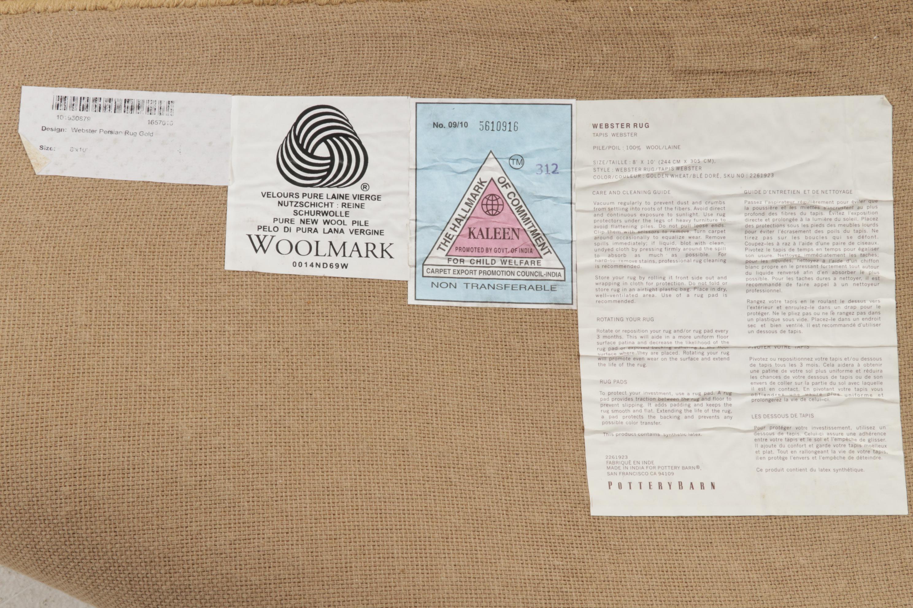 7'11 x 9'11 Hand-Tufted Pottery Barn Webster Area Rug