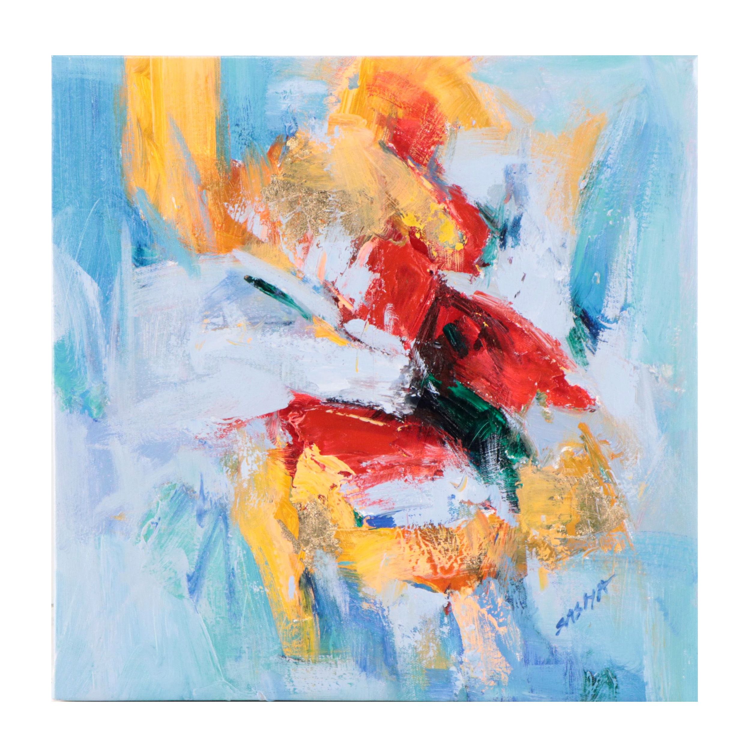 Sasha Abstract Acrylic Painting, 21st Century