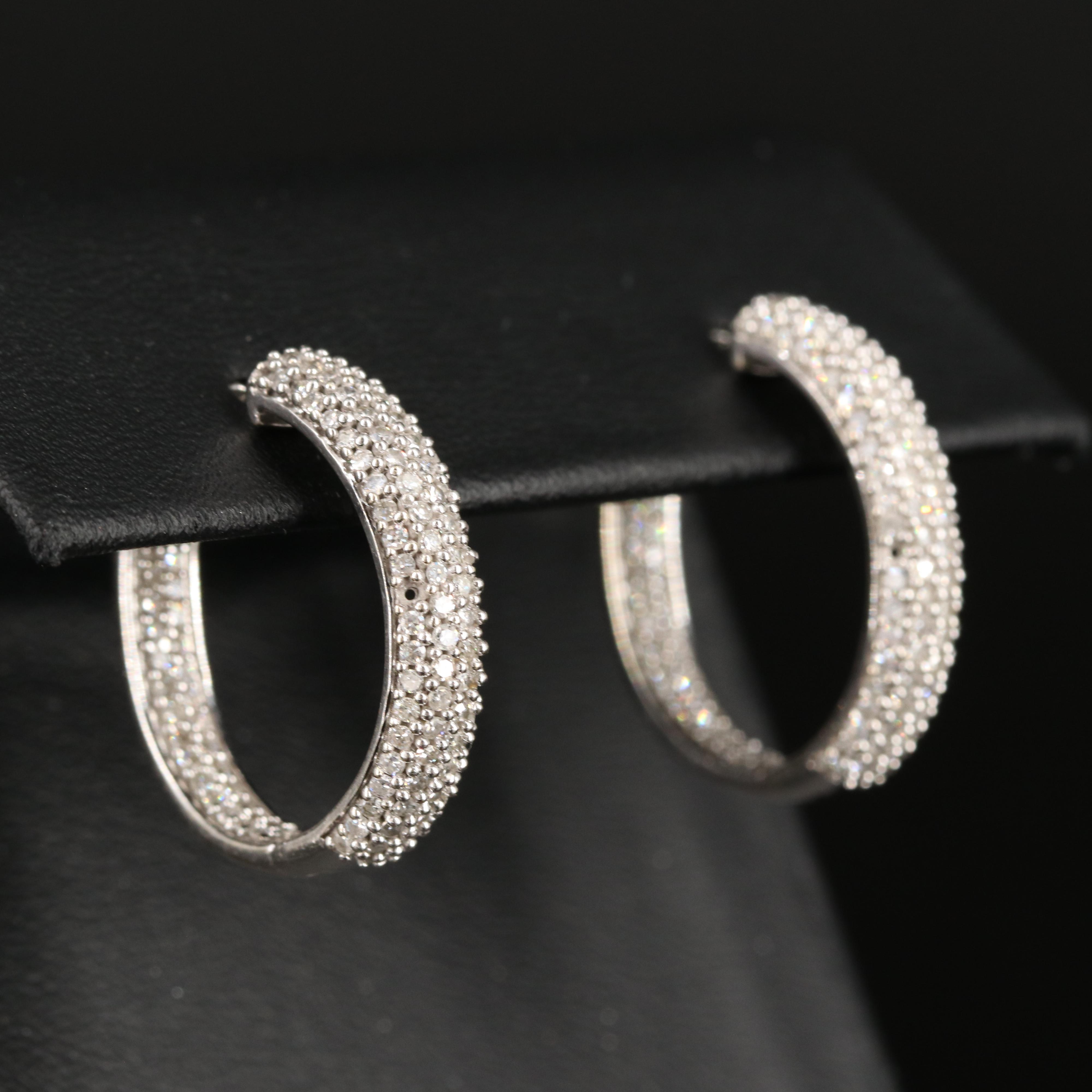 14K 1.50 CTW Diamond Inside-Out Hoop Earrings