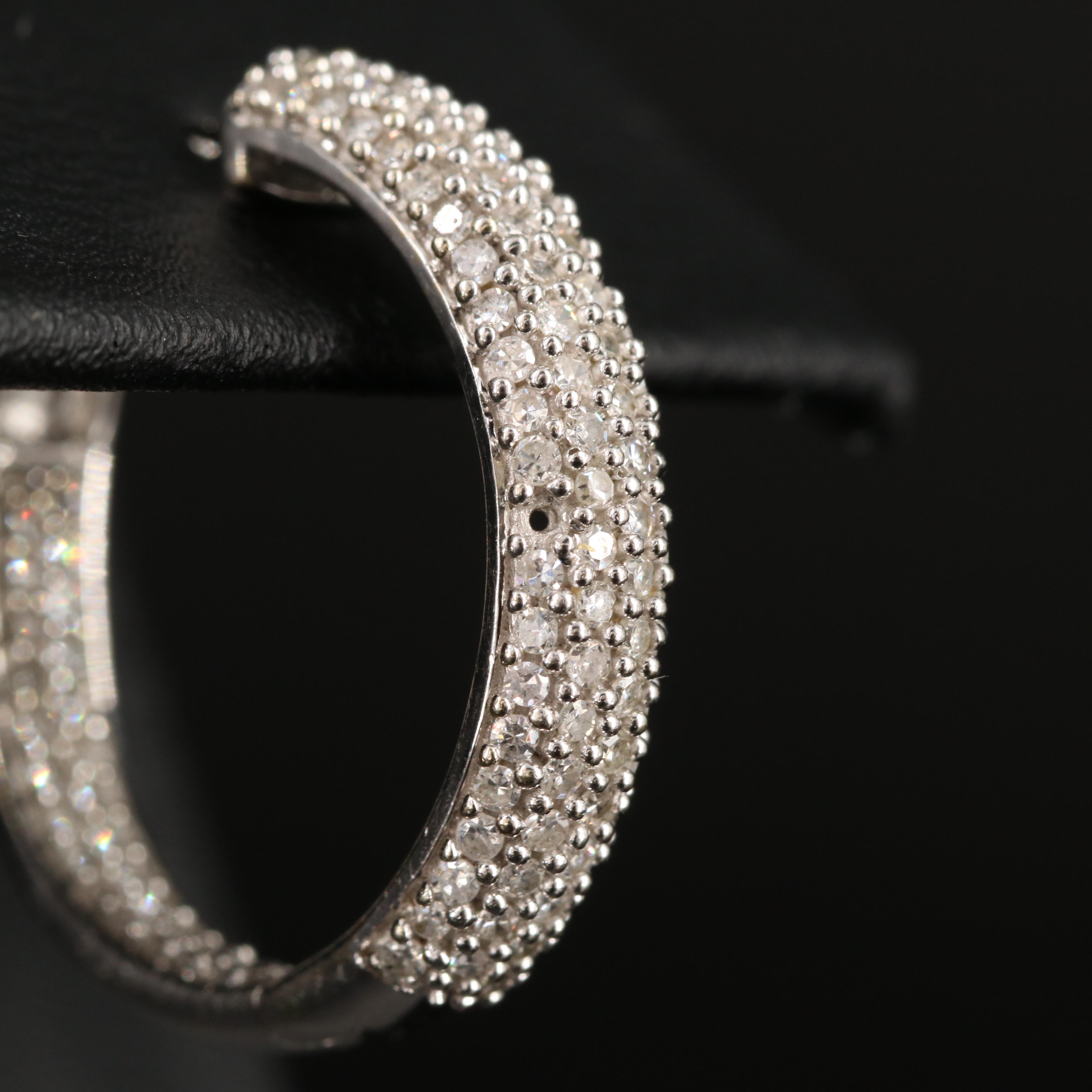 14K 1.50 CTW Diamond Inside-Out Hoop Earrings