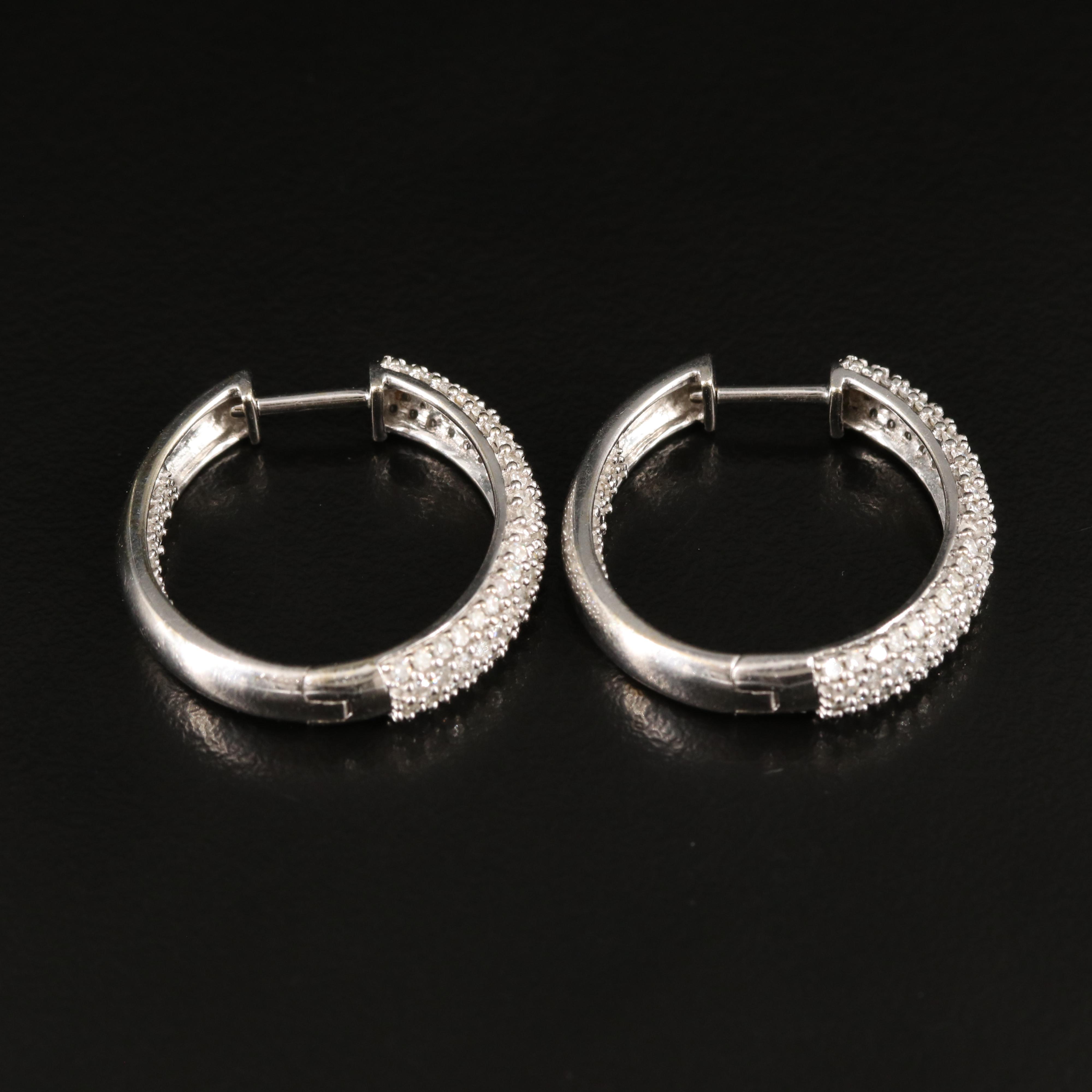 14K 1.50 CTW Diamond Inside-Out Hoop Earrings