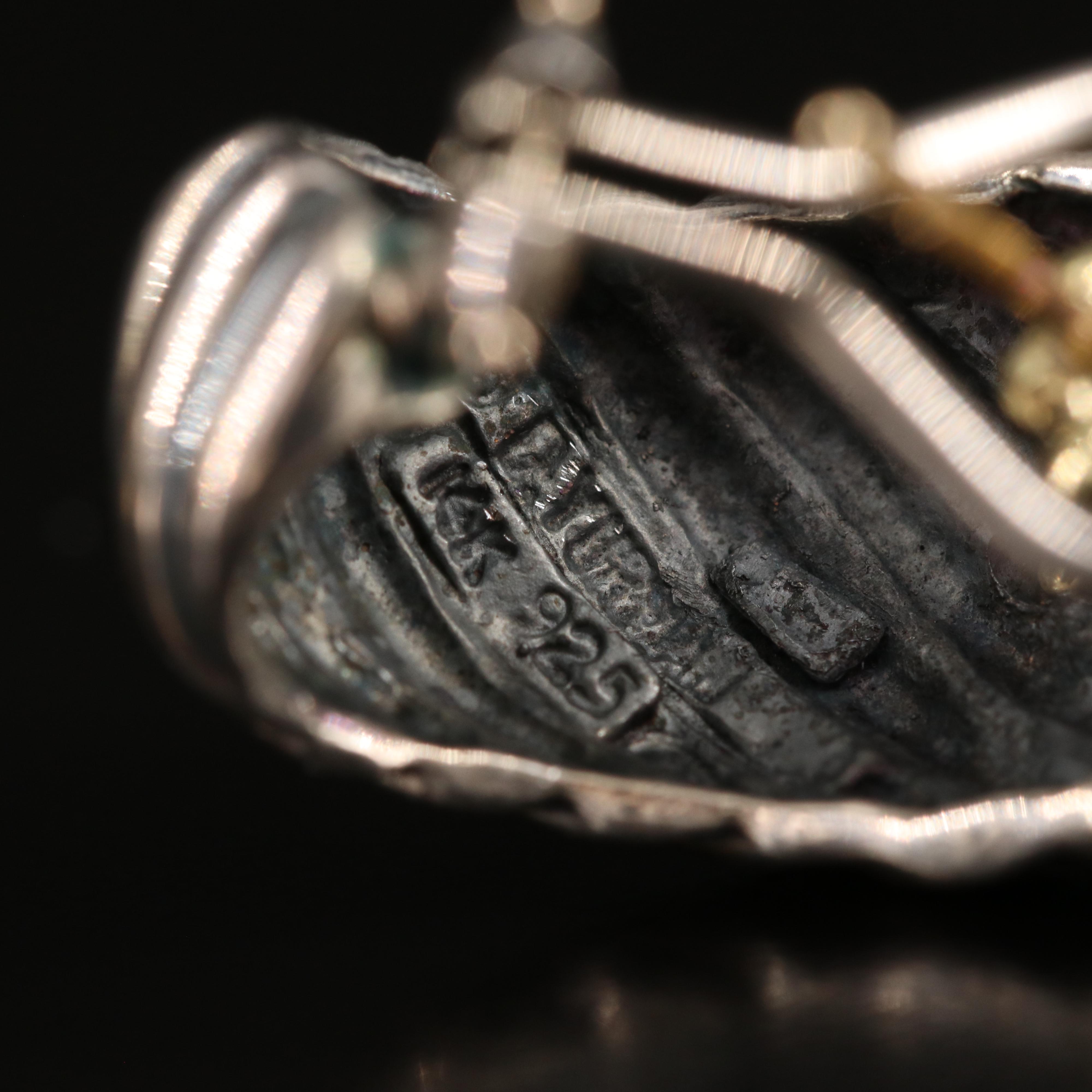 David Yurman "Renaissance" Sterling and 14K Amethyst and Tourmaline Earrings