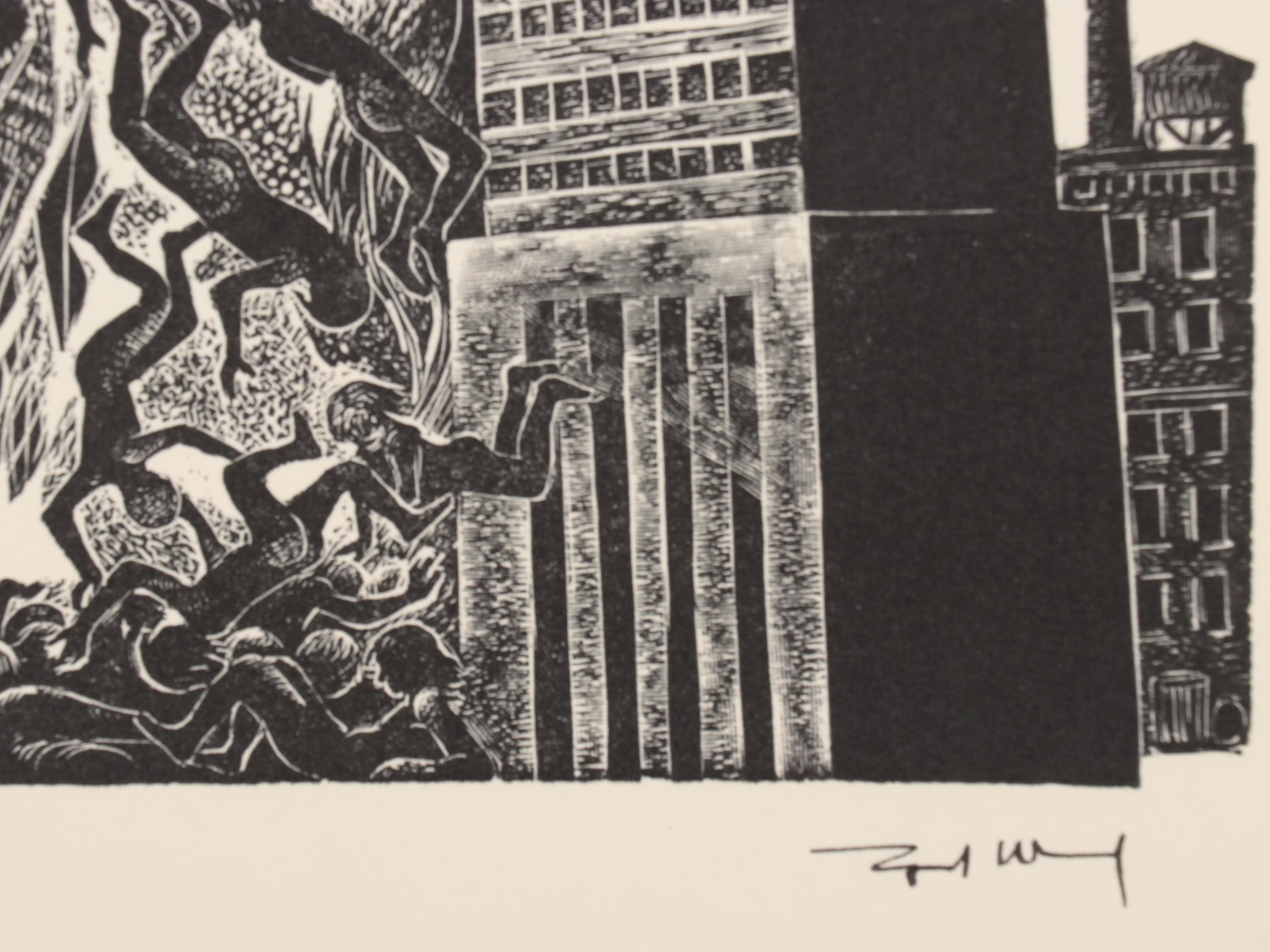Lynd Ward Wood Engraving "Moloch," Signed by Allen Ginsberg