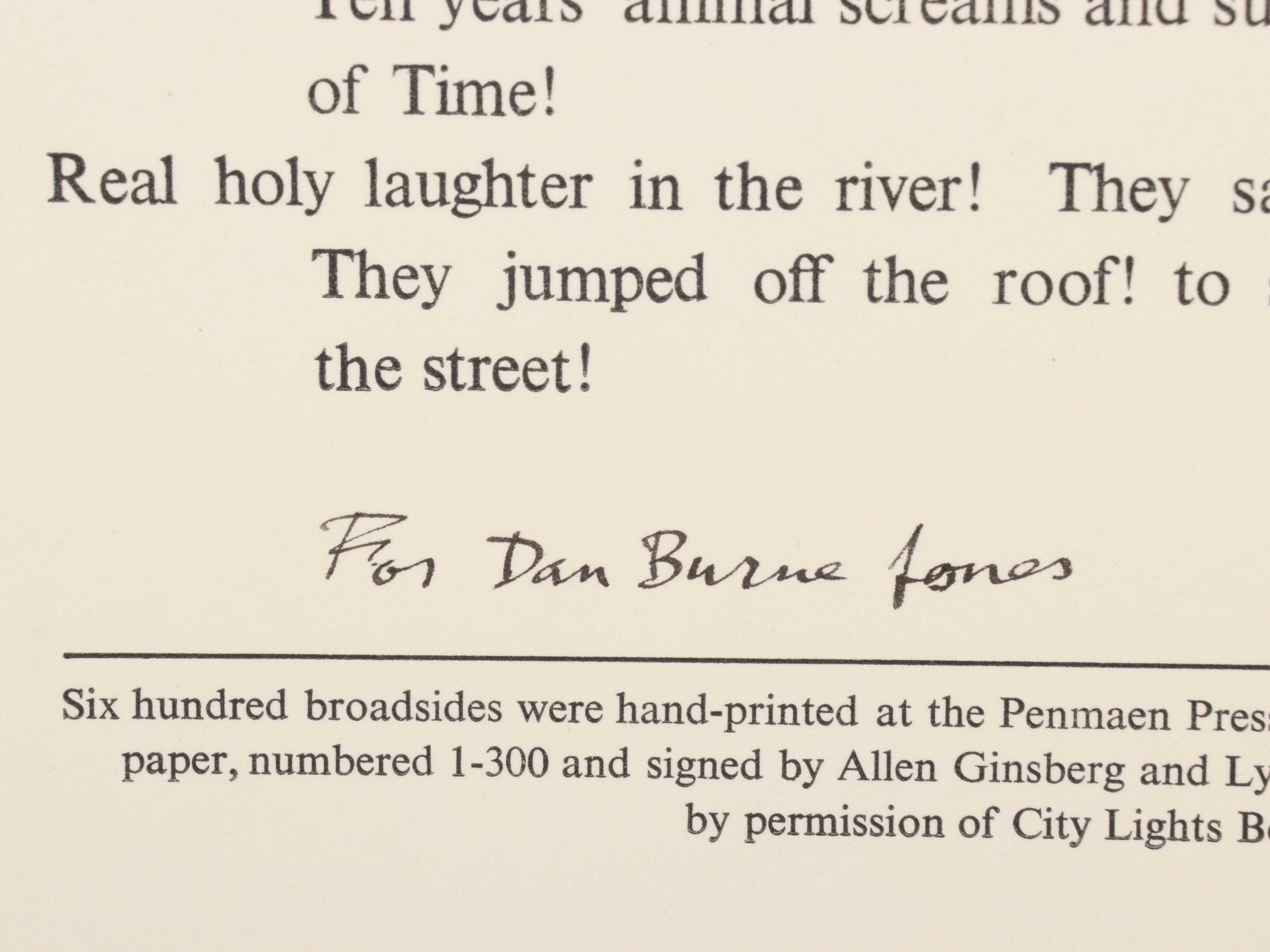 Lynd Ward Wood Engraving "Moloch," Signed by Allen Ginsberg