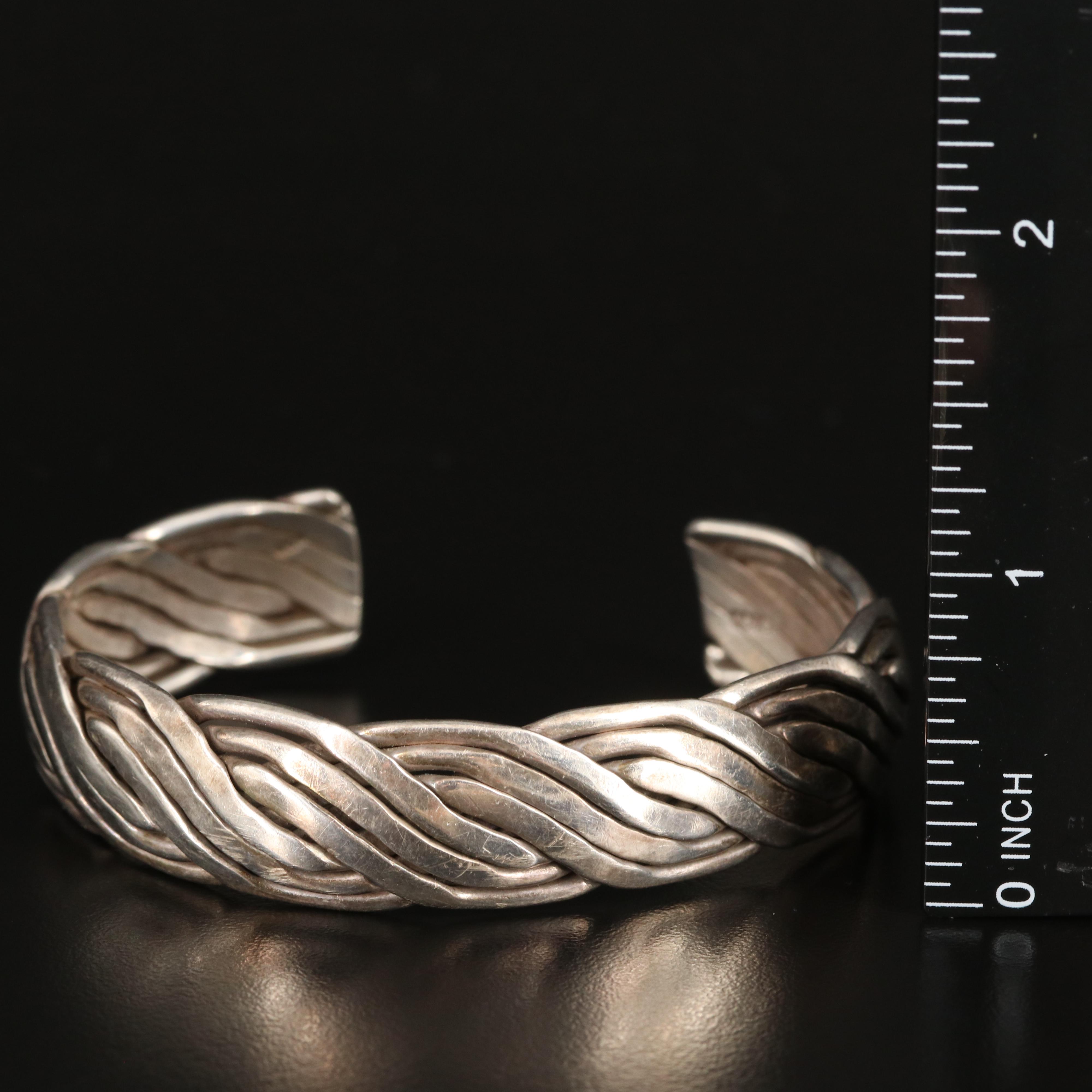 Mexican Sterling Braided Cuff, Gemstone Bracelet and Ring