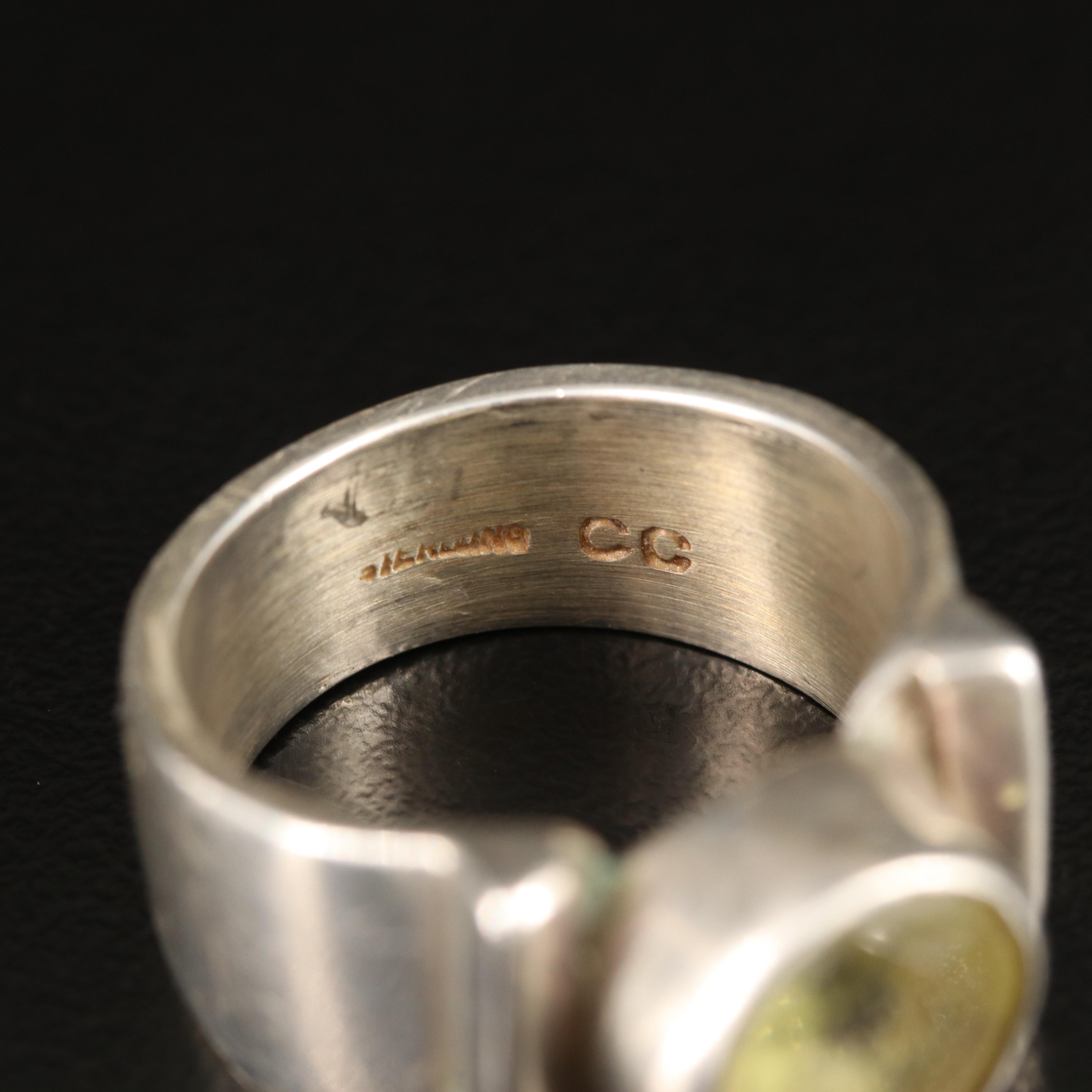 Mexican Sterling Braided Cuff, Gemstone Bracelet and Ring