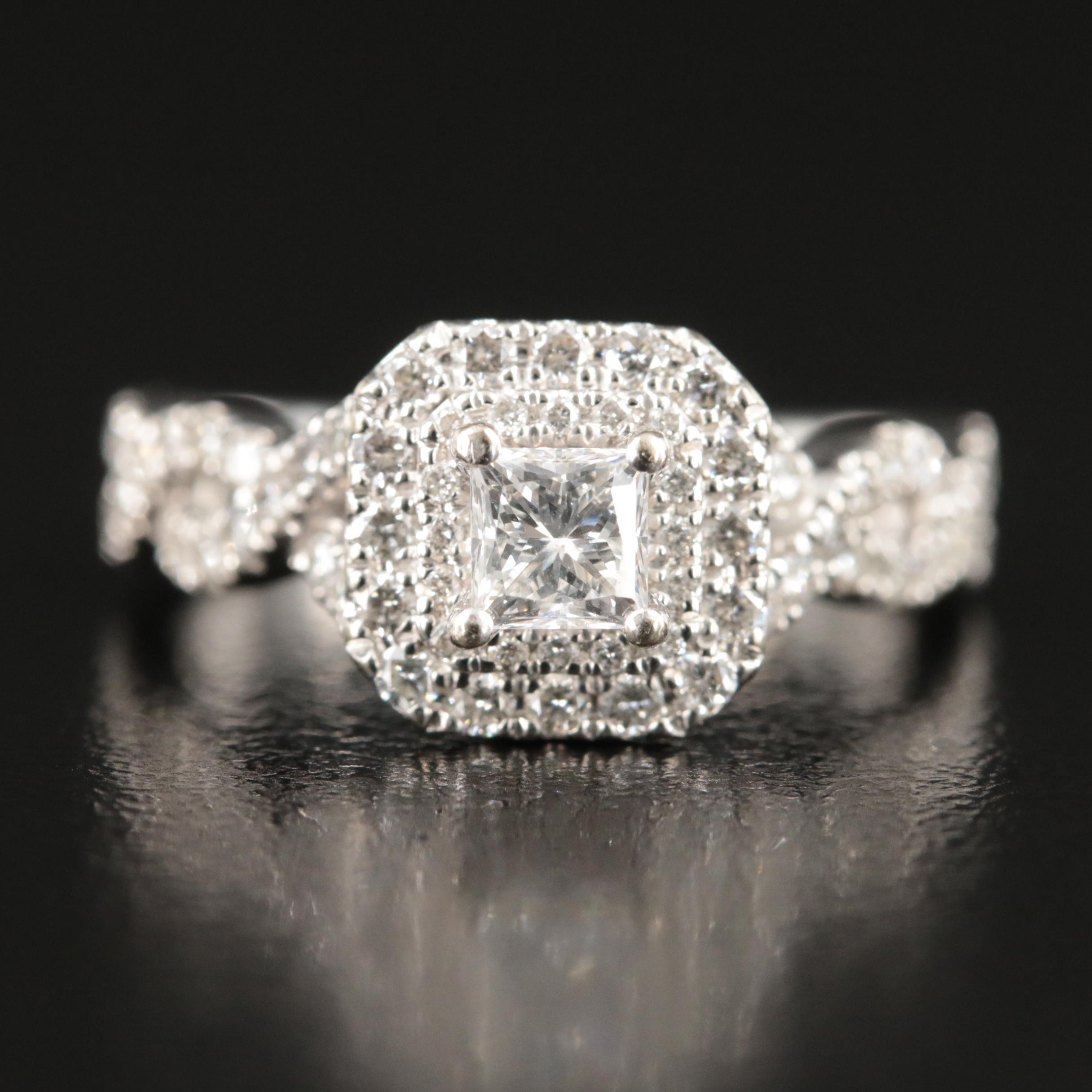 Vera Wang 14K 0.98 CTW Diamond Halo Ring