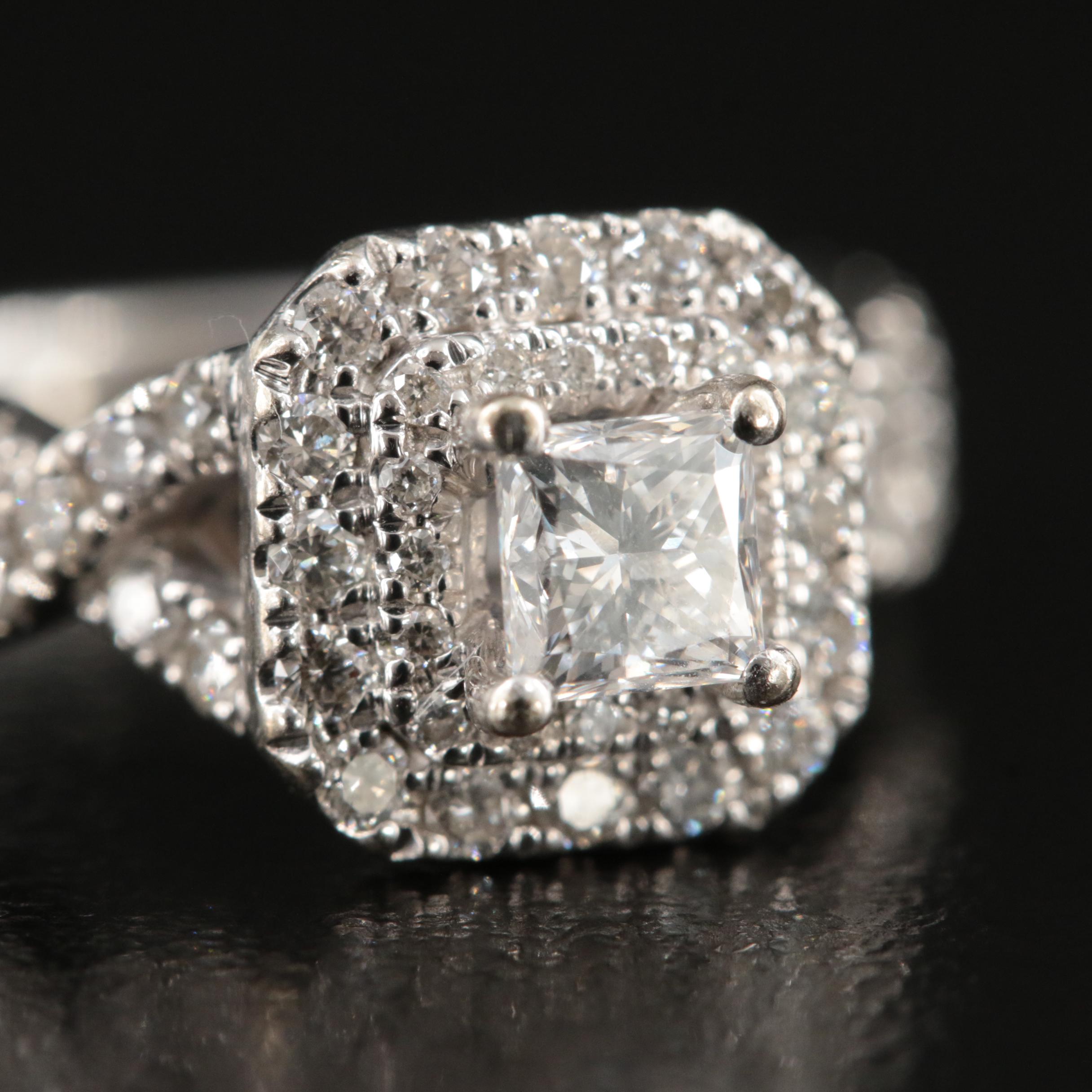 Vera Wang 14K 0.98 CTW Diamond Halo Ring