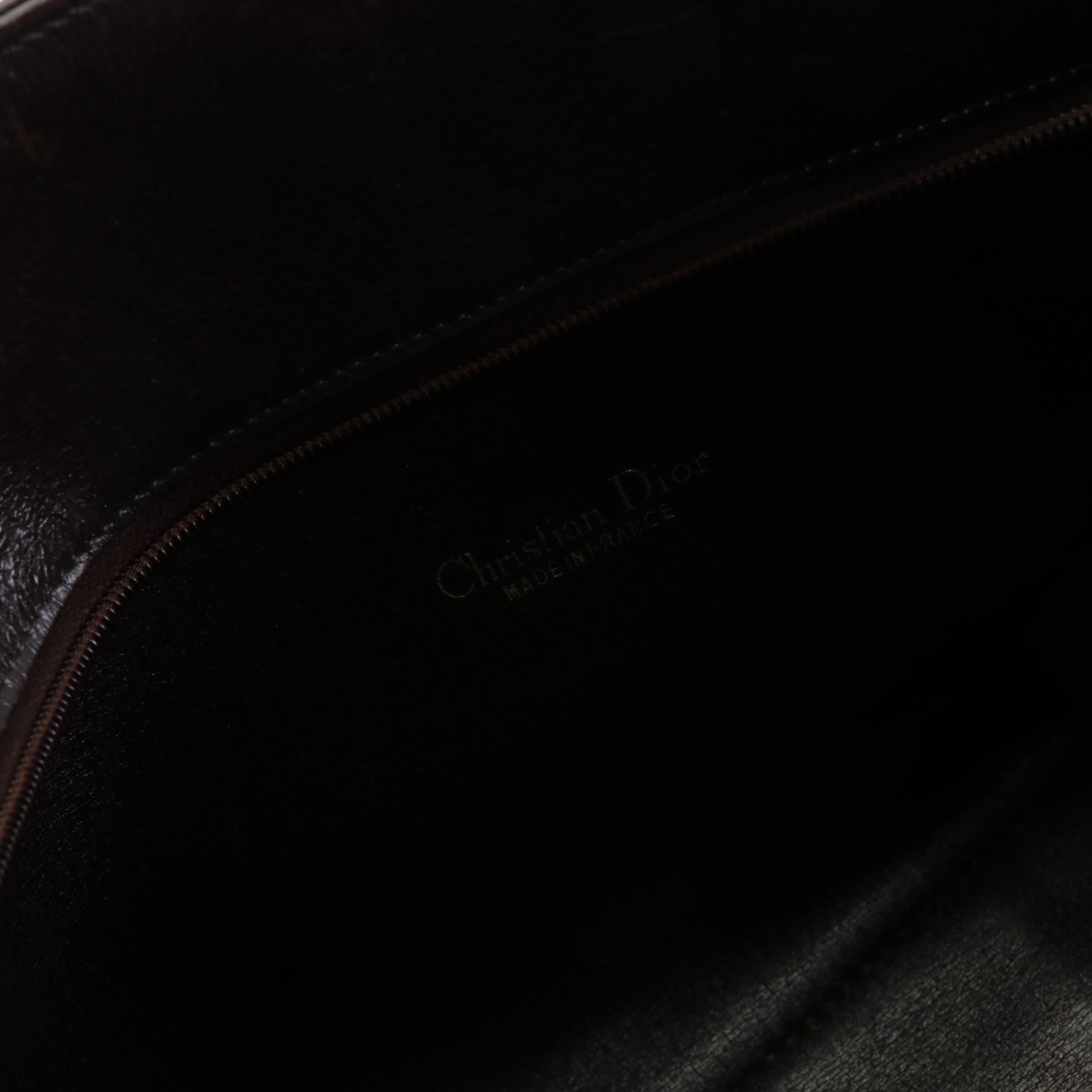 Christian Dior Shoulder Bag in Oblique Canvas and Brown Leather