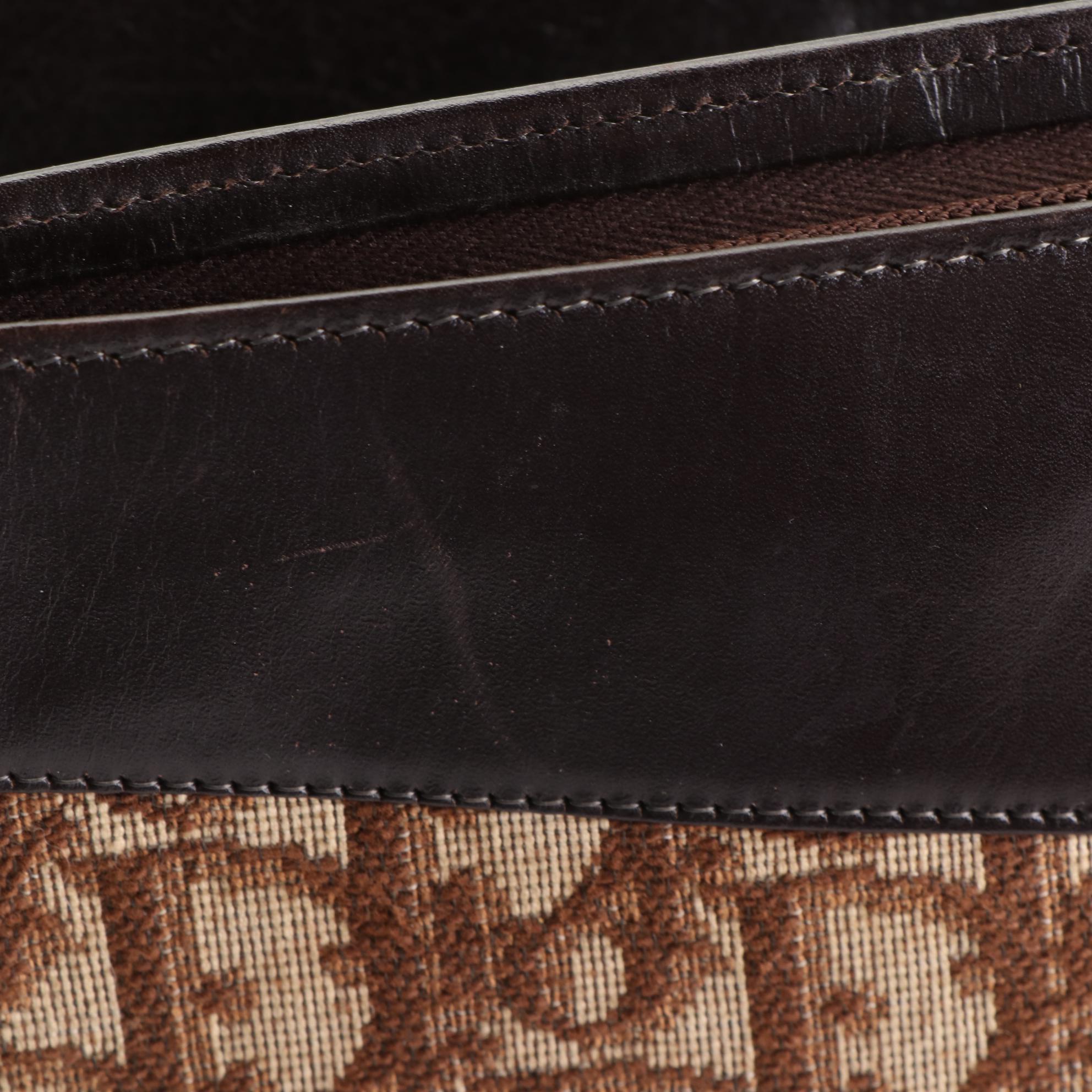 Christian Dior Shoulder Bag in Oblique Canvas and Brown Leather