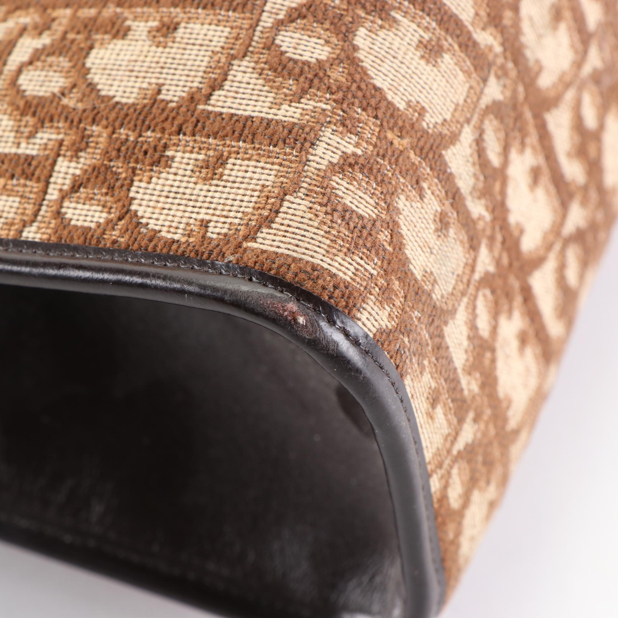 Christian Dior Shoulder Bag in Oblique Canvas and Brown Leather