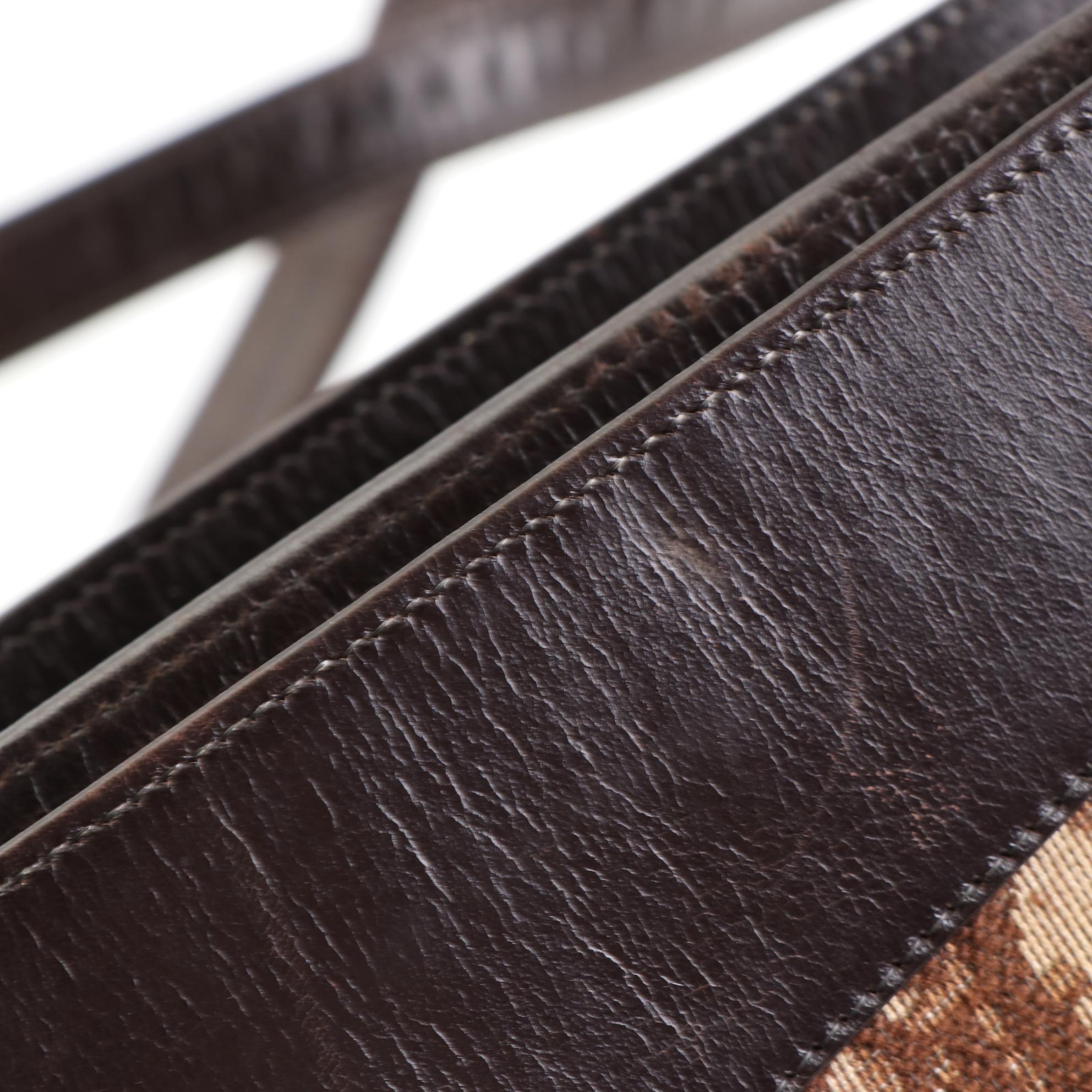 Christian Dior Shoulder Bag in Oblique Canvas and Brown Leather