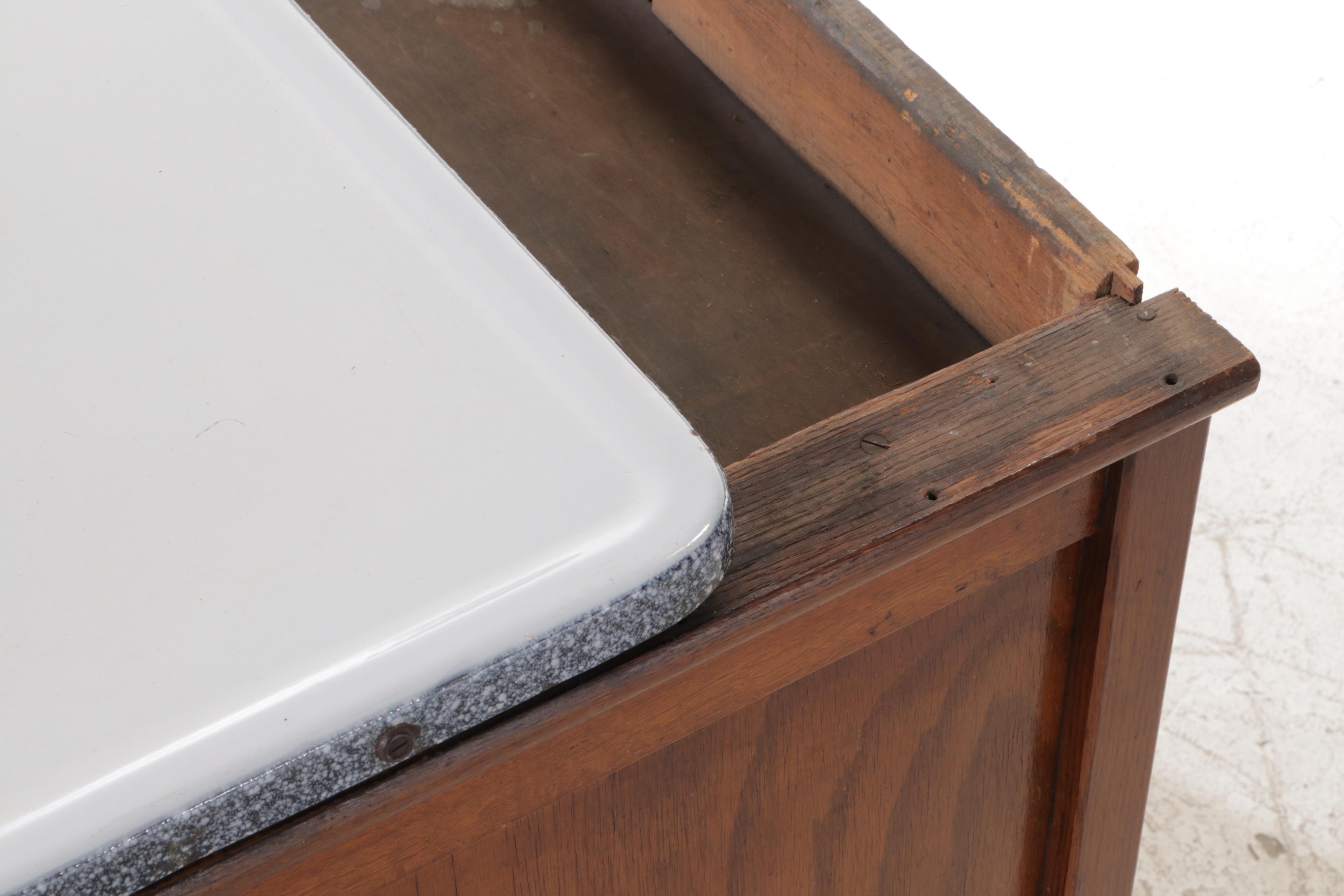 American Oak and Enamel Top Kitchen Cabinet, Poss. Sellers, Early 20th Century