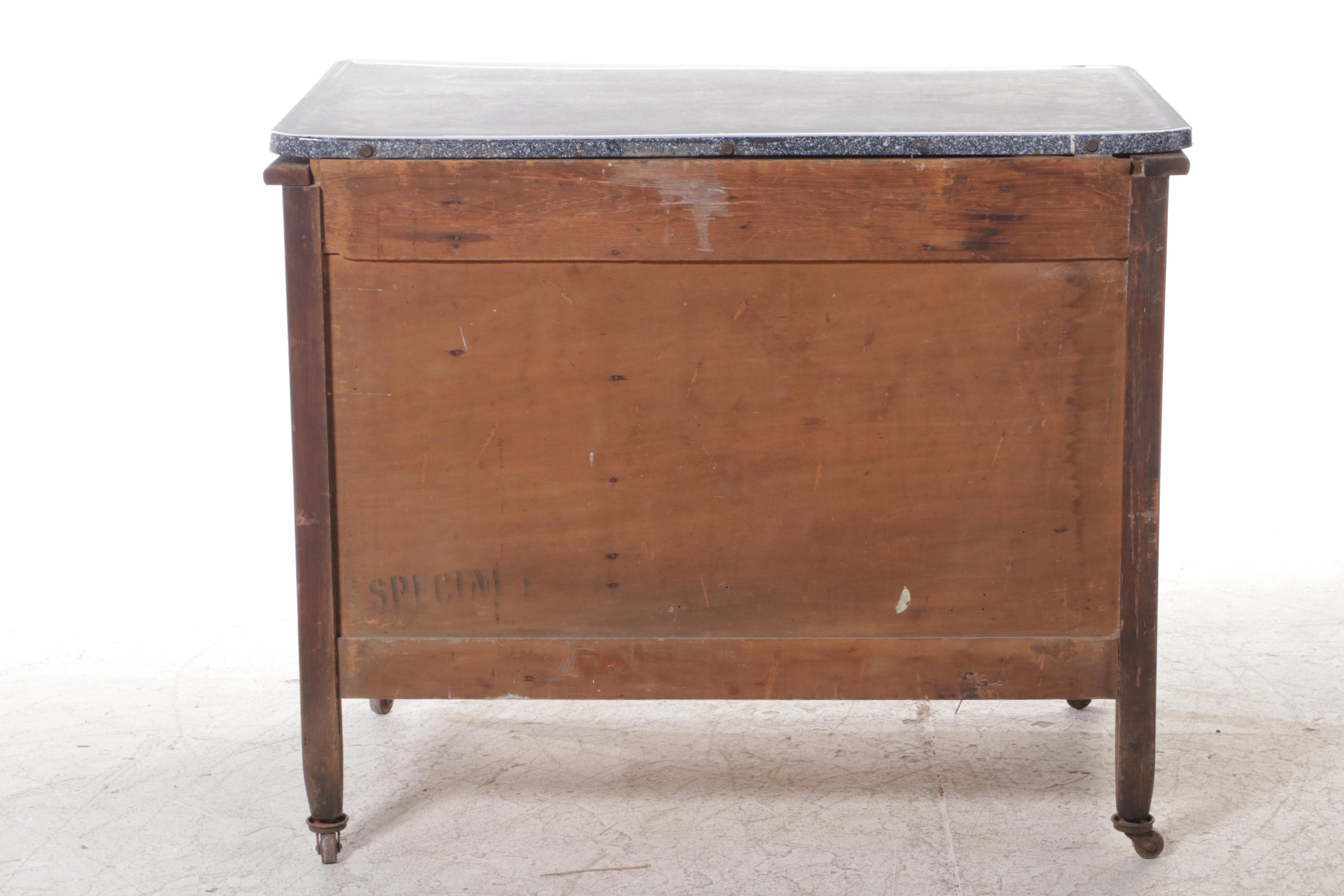 American Oak and Enamel Top Kitchen Cabinet, Poss. Sellers, Early 20th Century