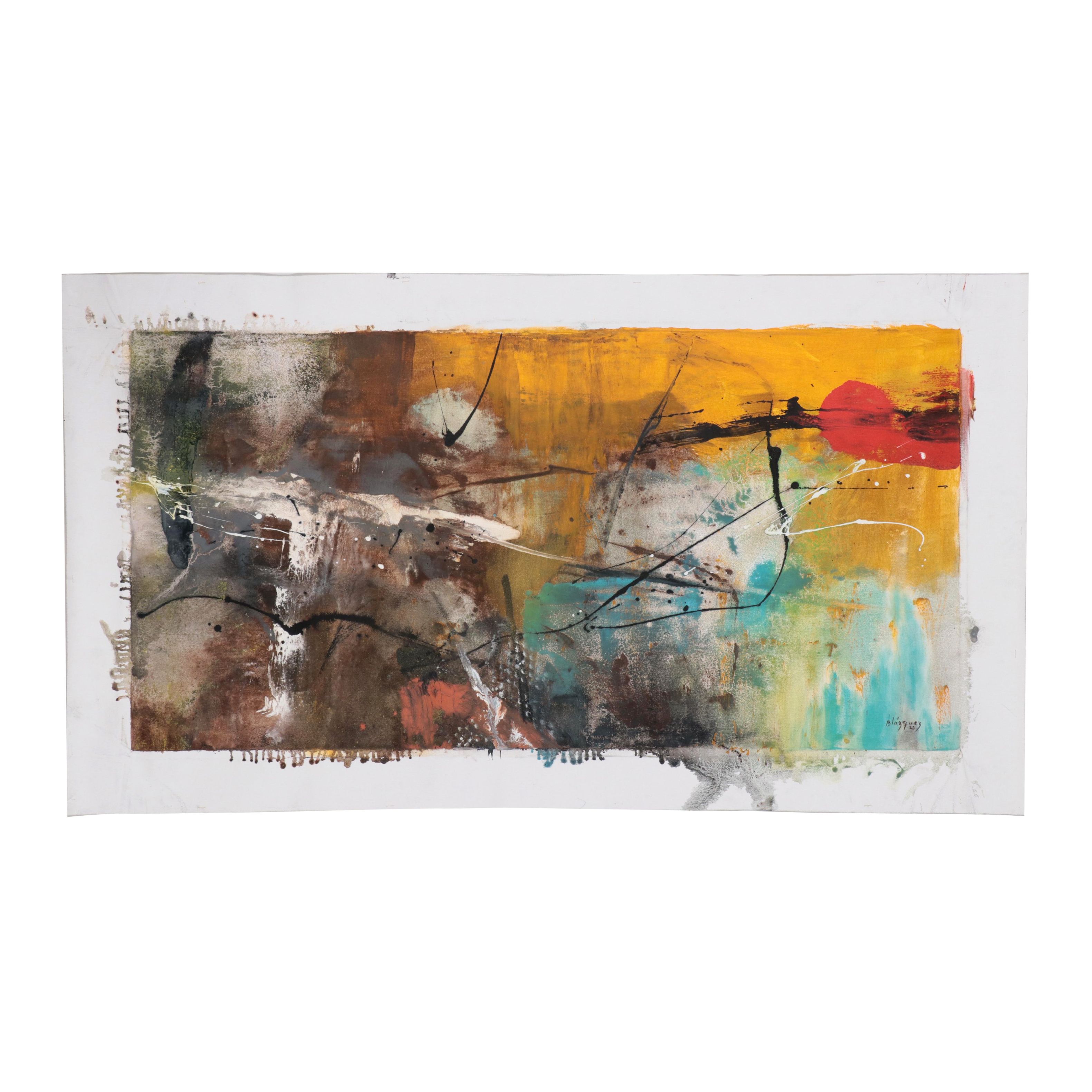 Michel Blázquez Large-Scale Acrylic and Oil Painting "Inside," 2023