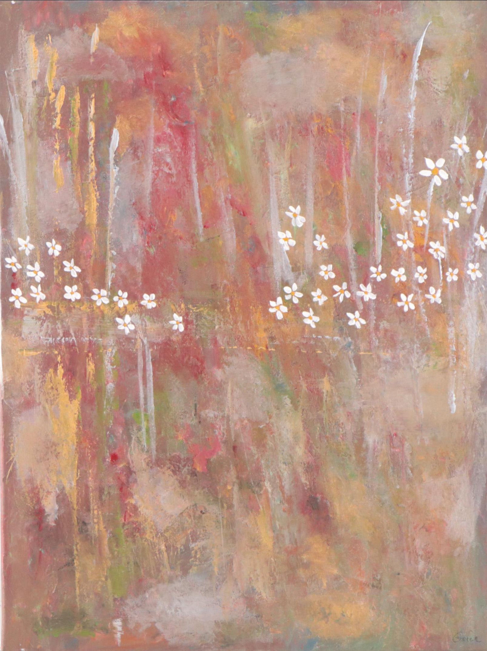 Saul Gefen Acrylic Painting "Sunset by the Lake," 2023