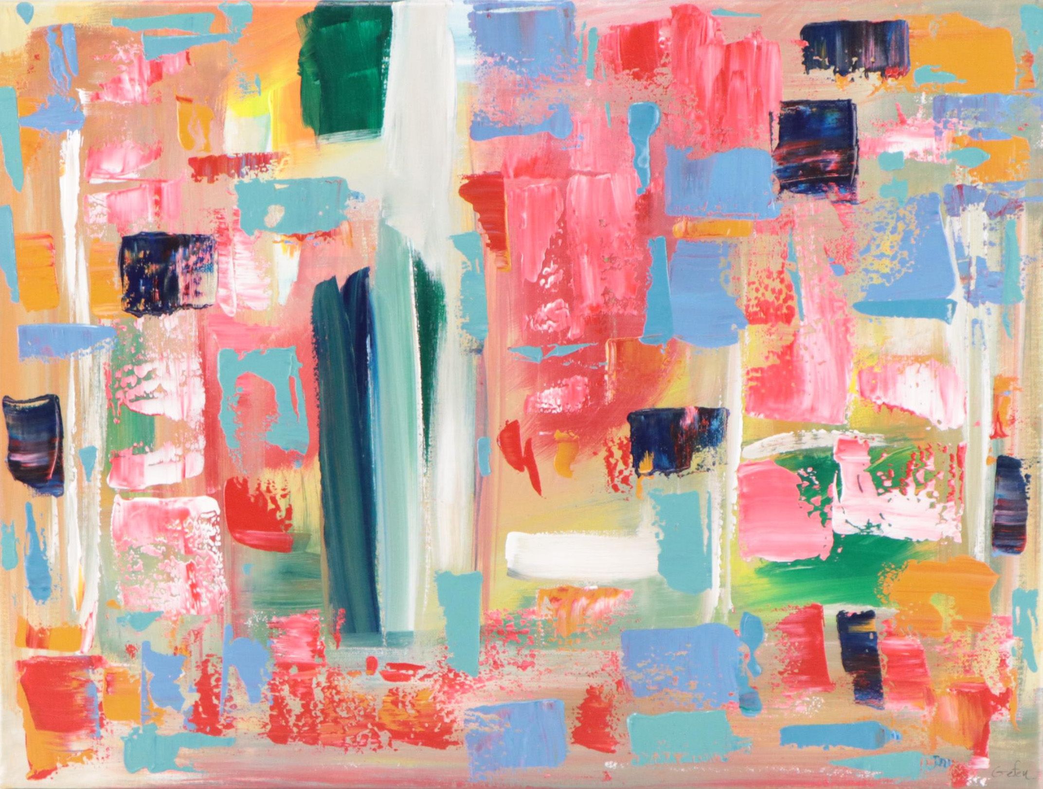 Saul Gefen Abstract Acrylic Painting, 2023