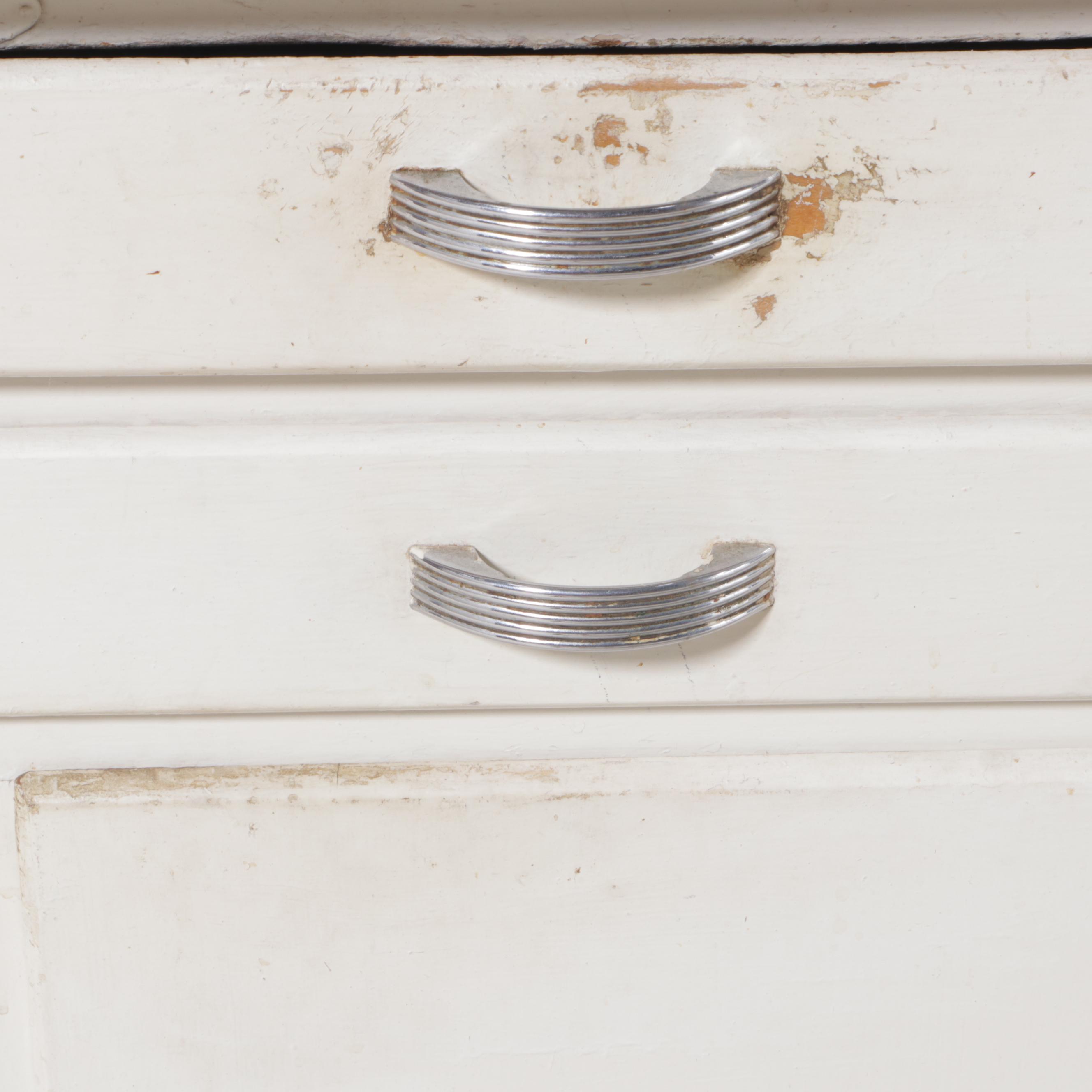 Art Deco White-Painted and Enamel Top Kitchen Cabinet, circa 1930