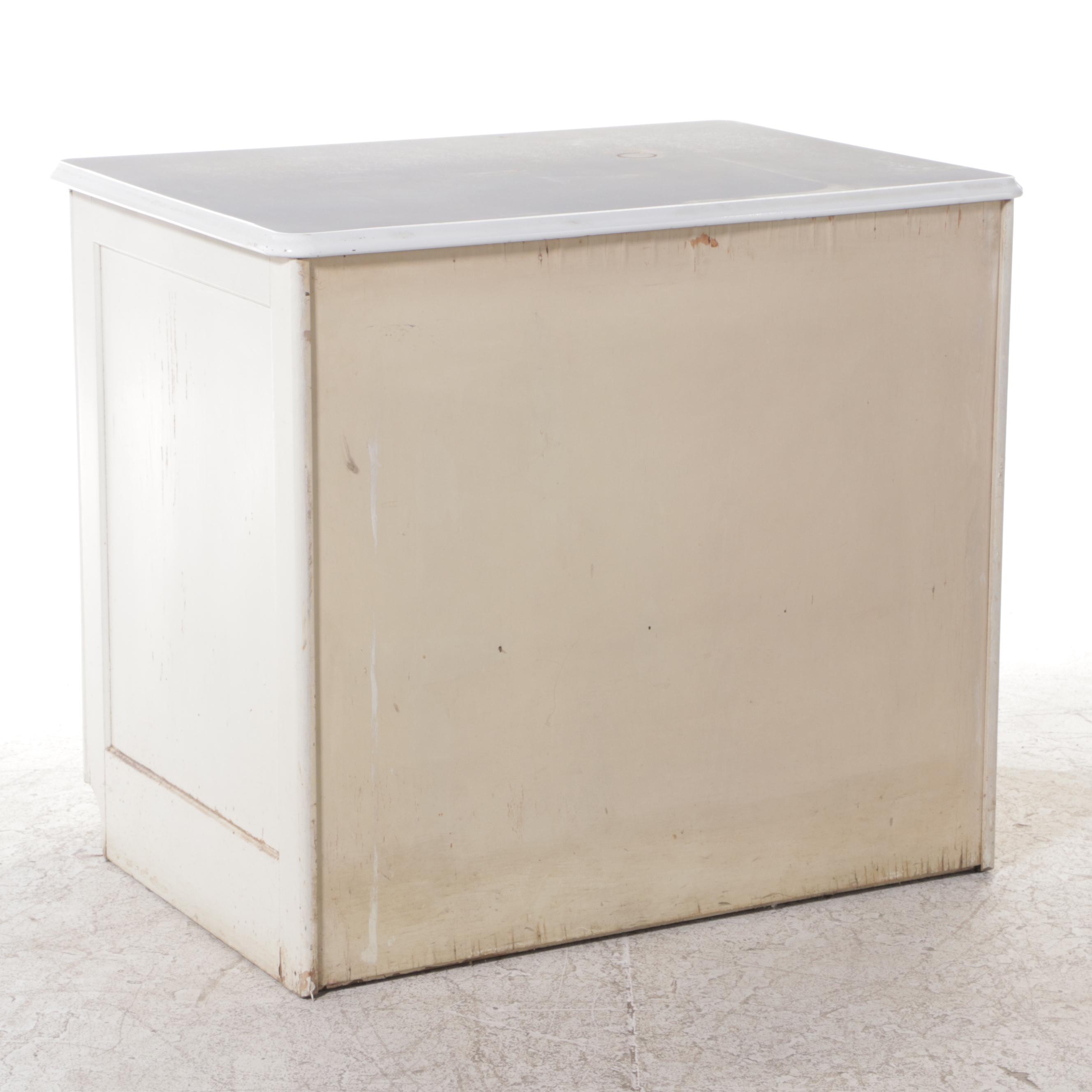 Art Deco White-Painted and Enamel Top Kitchen Cabinet, circa 1930