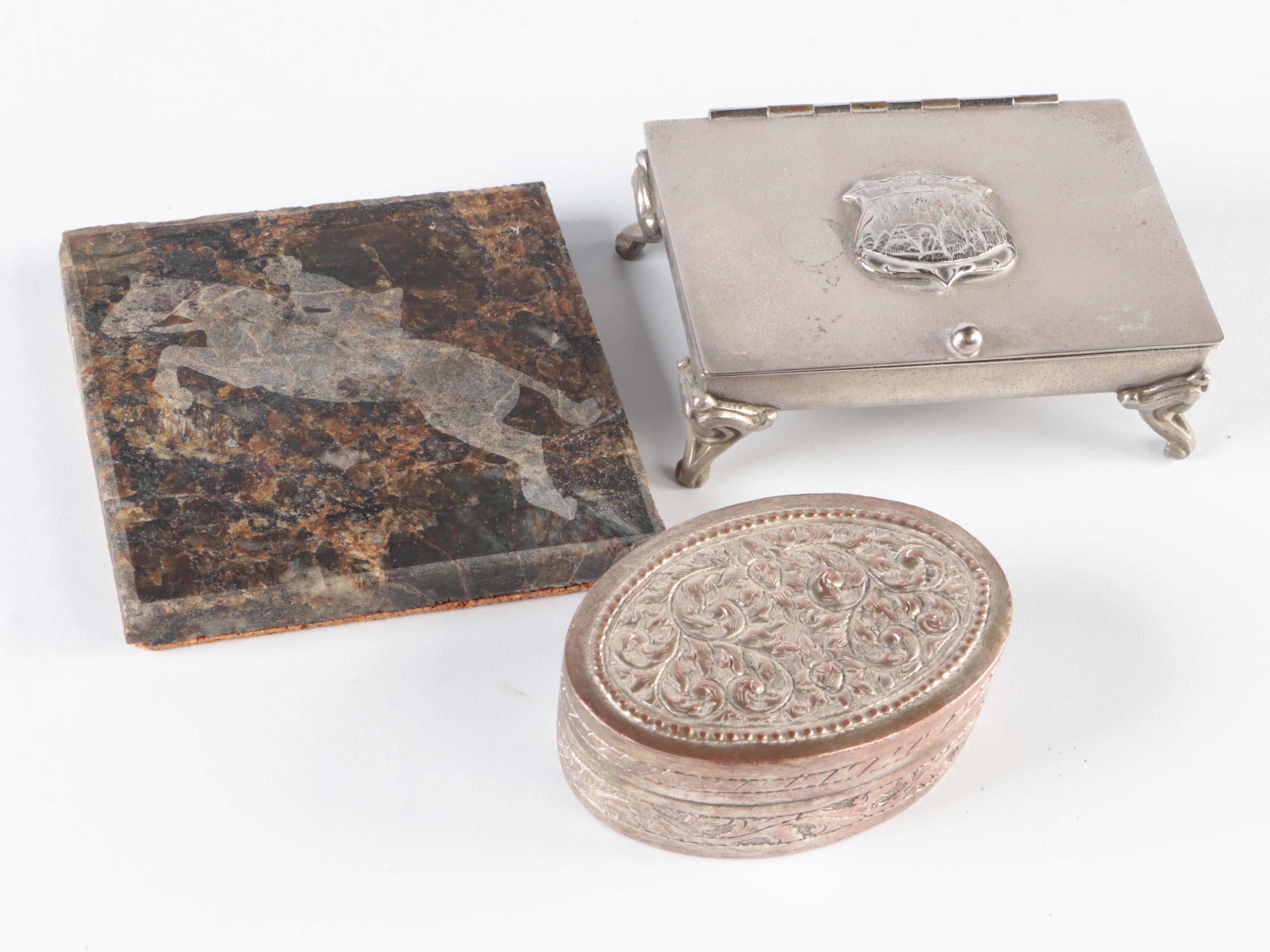 Kronheim & Oldenbusch Co Silver Plate Box with Equestriana Collection