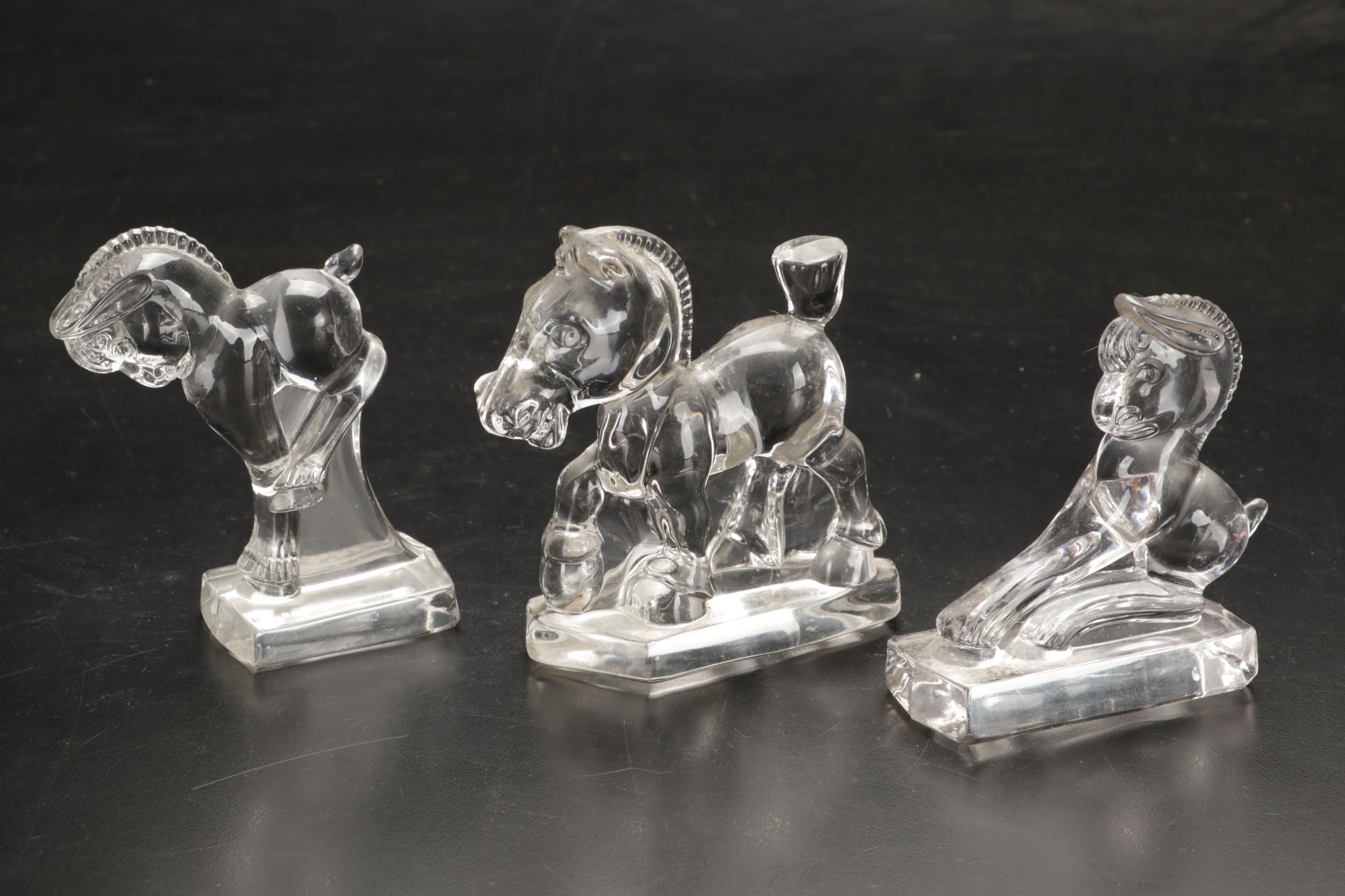 Heisey Clydesdales, Trojan Horse, Sparky, Balking Colt, Bucking Colt Figurines