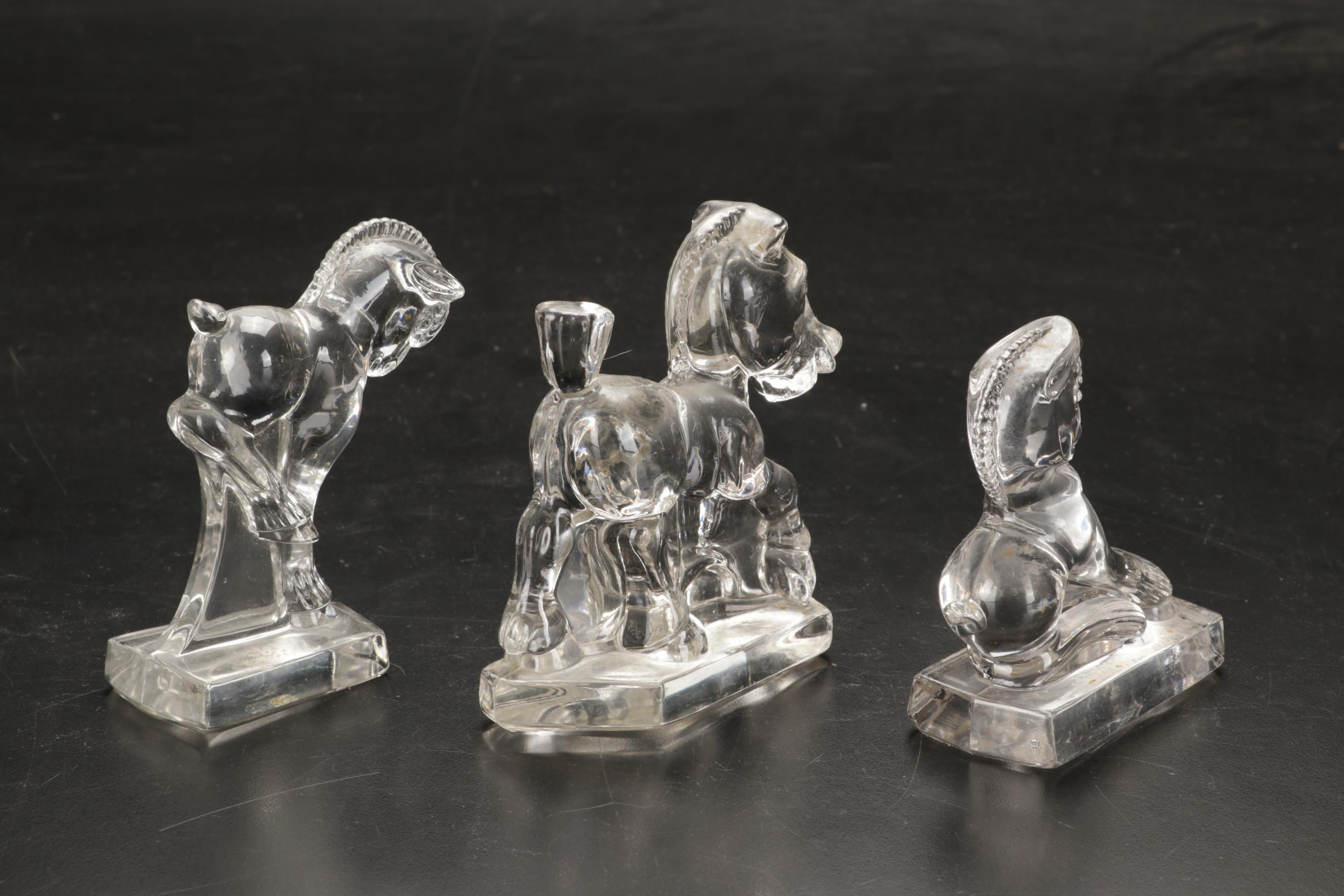 Heisey Clydesdales, Trojan Horse, Sparky, Balking Colt, Bucking Colt Figurines