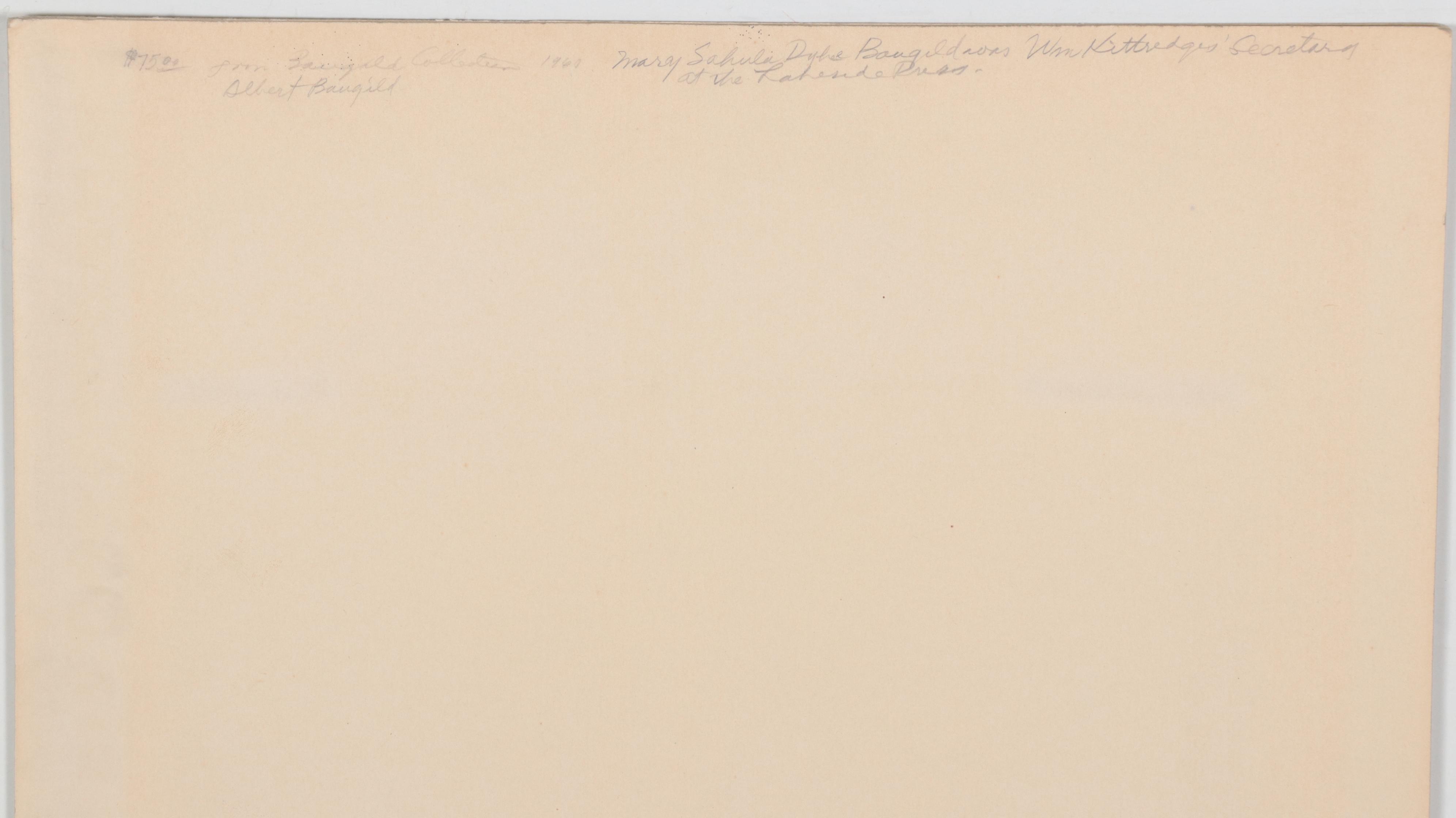 Edwin Wilson Linocut Party Invitation, Mid-20th Century