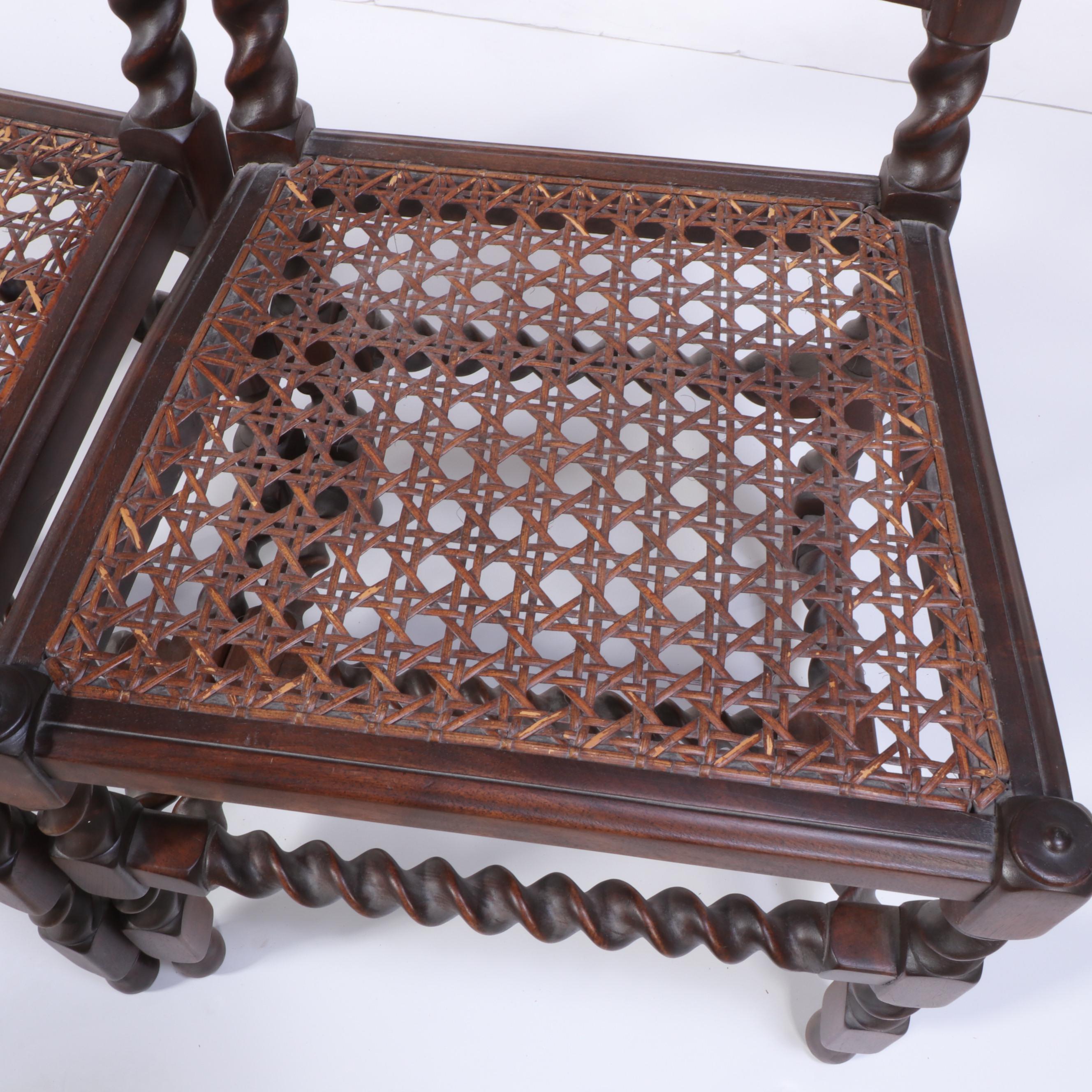 William and Mary Style Barley-Twist and Caned-Seat Side Chairs, 20th C