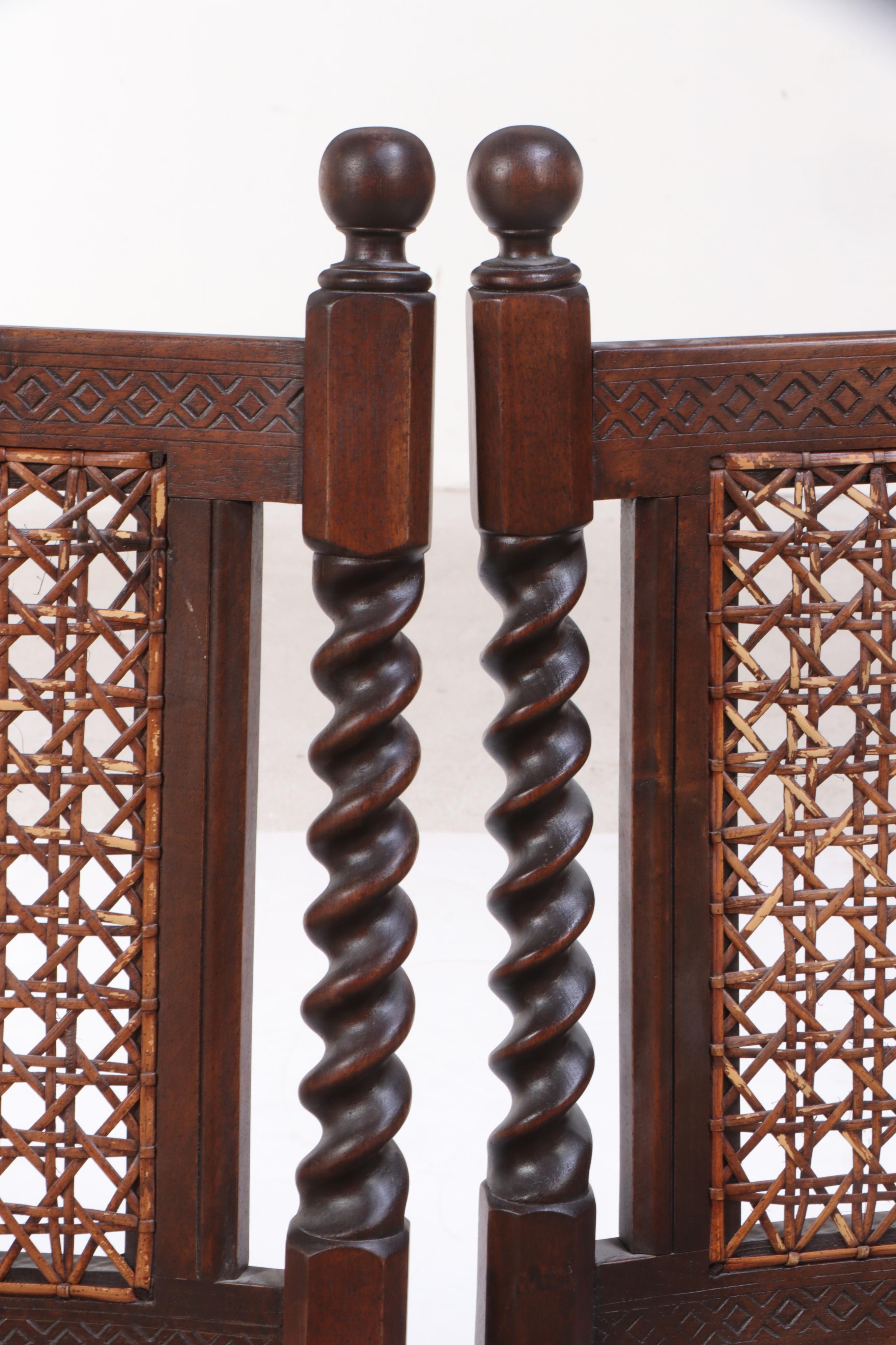 William and Mary Style Barley-Twist and Caned-Seat Side Chairs, 20th C