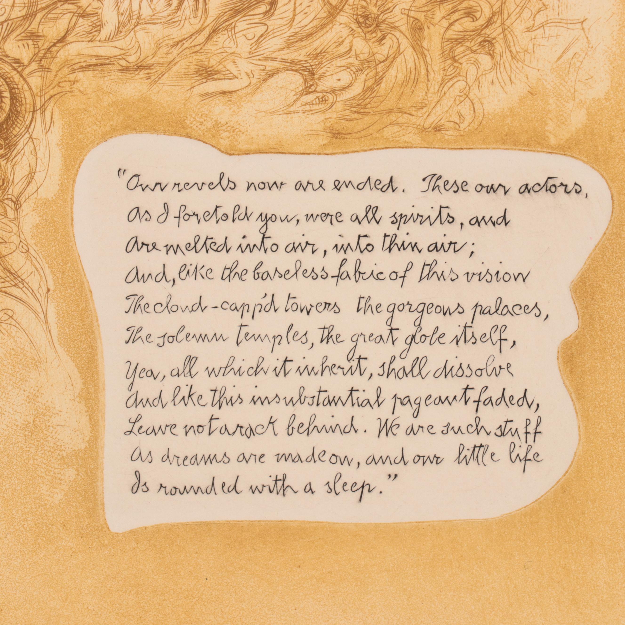 Letterio Calapai Etching "From The Tempest," Early to Mid-20th Century